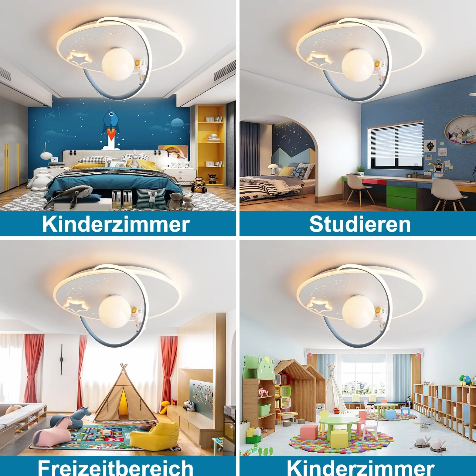 Plafonnier LED Enfants Lune Astronaute Dimmable Acrylique avec Télécommande