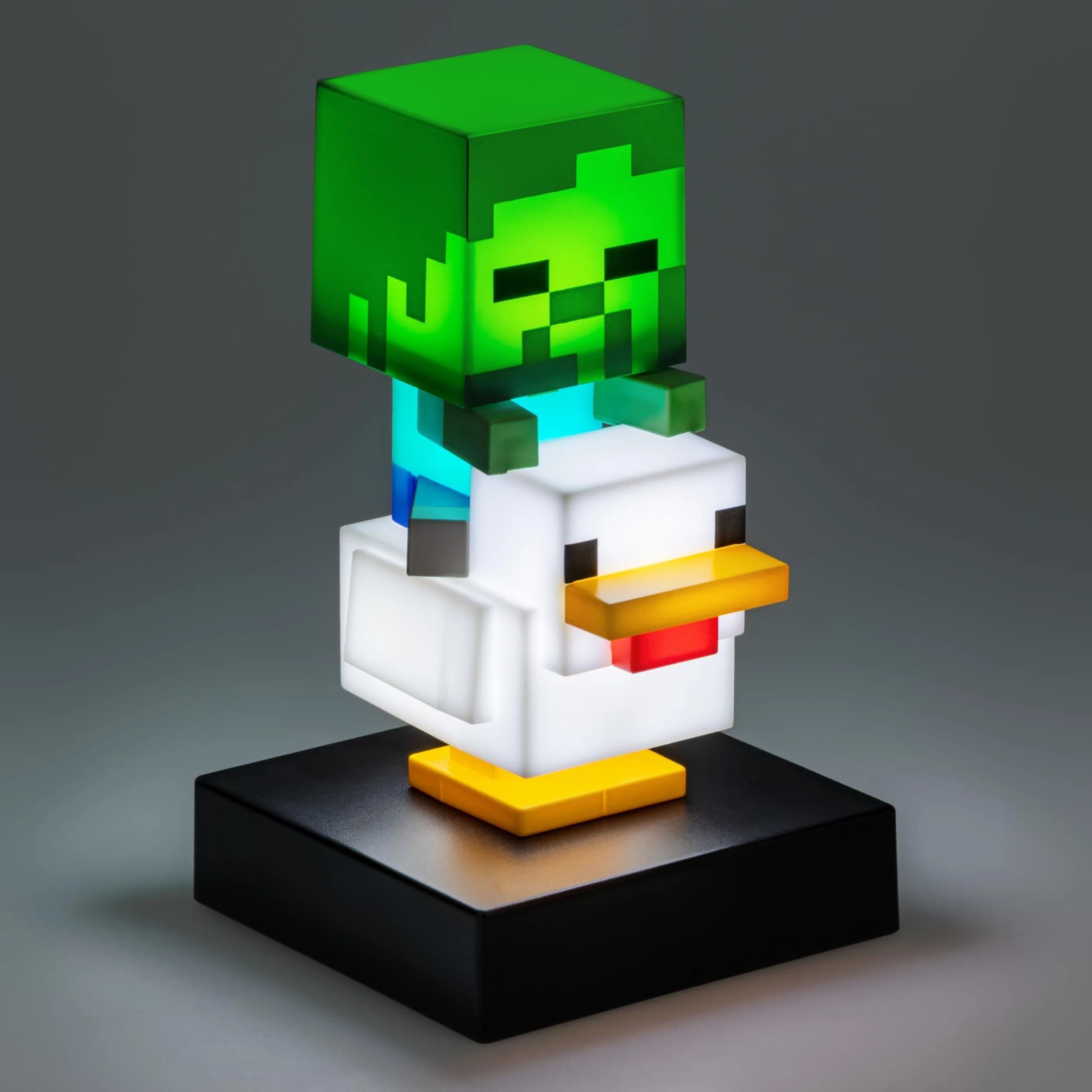 Paladone Minecraft Chicken Jockey Icon Light 12cm Light-Up Mini Figure Lamp for Gamers