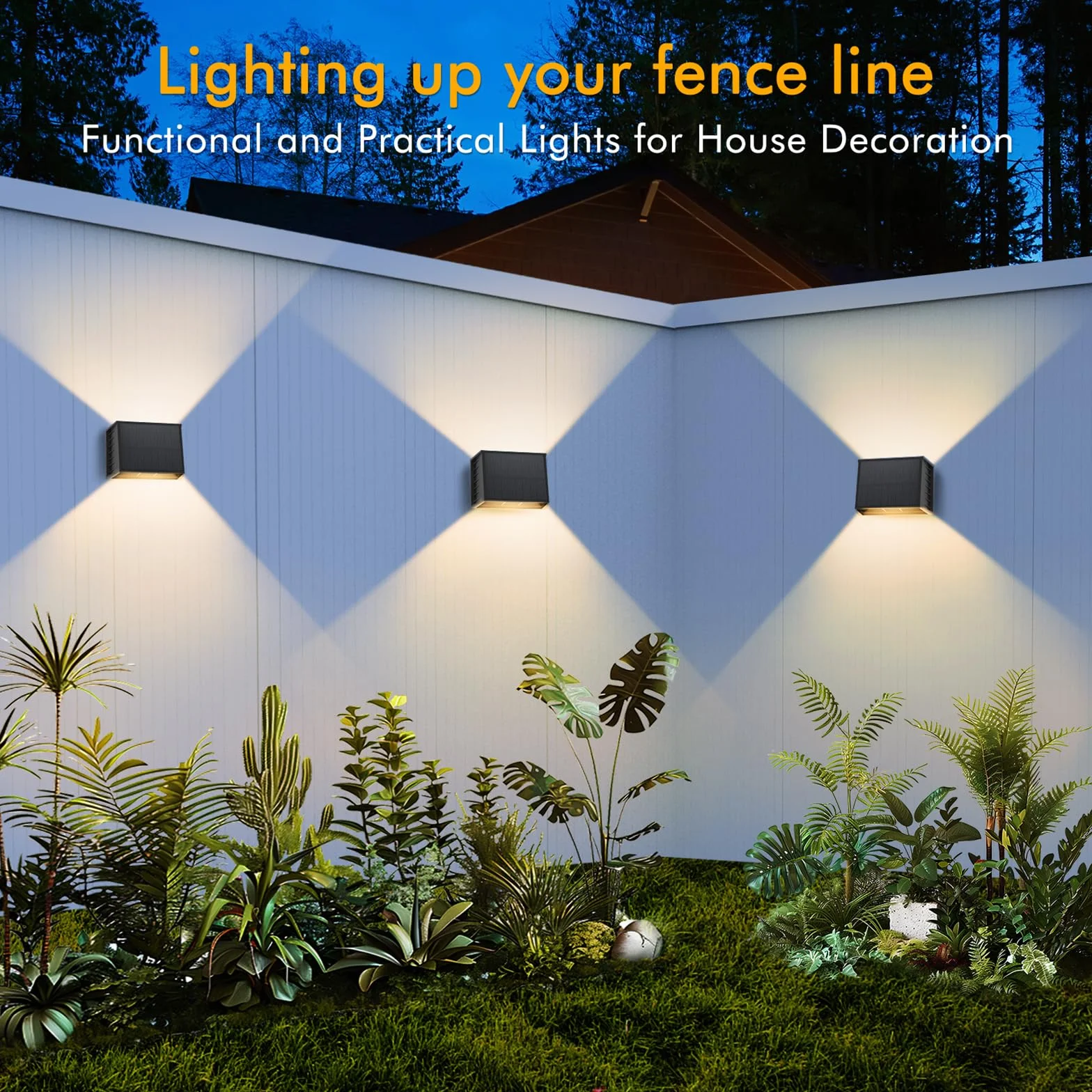 T-SUN Lot de 4 Applique Murale Exterieur Solaire, 3000K Lumière Chaude, Faisceau Réglable, Étanche pour Jardin