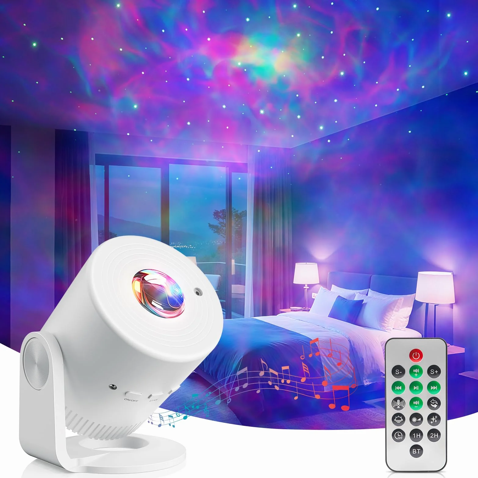Projecteur Ciel Étoilé Veilleuse Enfant Télécommandé 33 Modes Angle Réglable Minuterie Projection Plafond