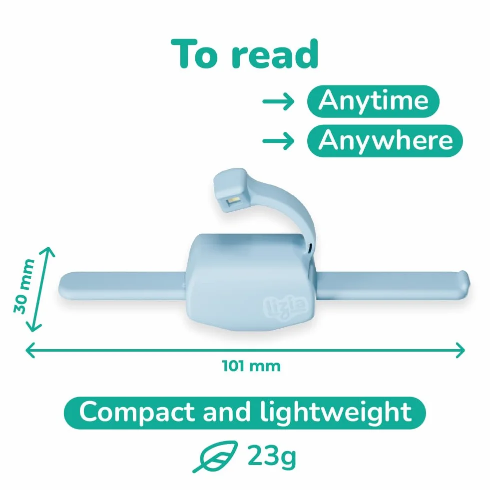 Lampe de lecture LED rechargeable lizia - Support de livre ergonomique à une main - Bleu