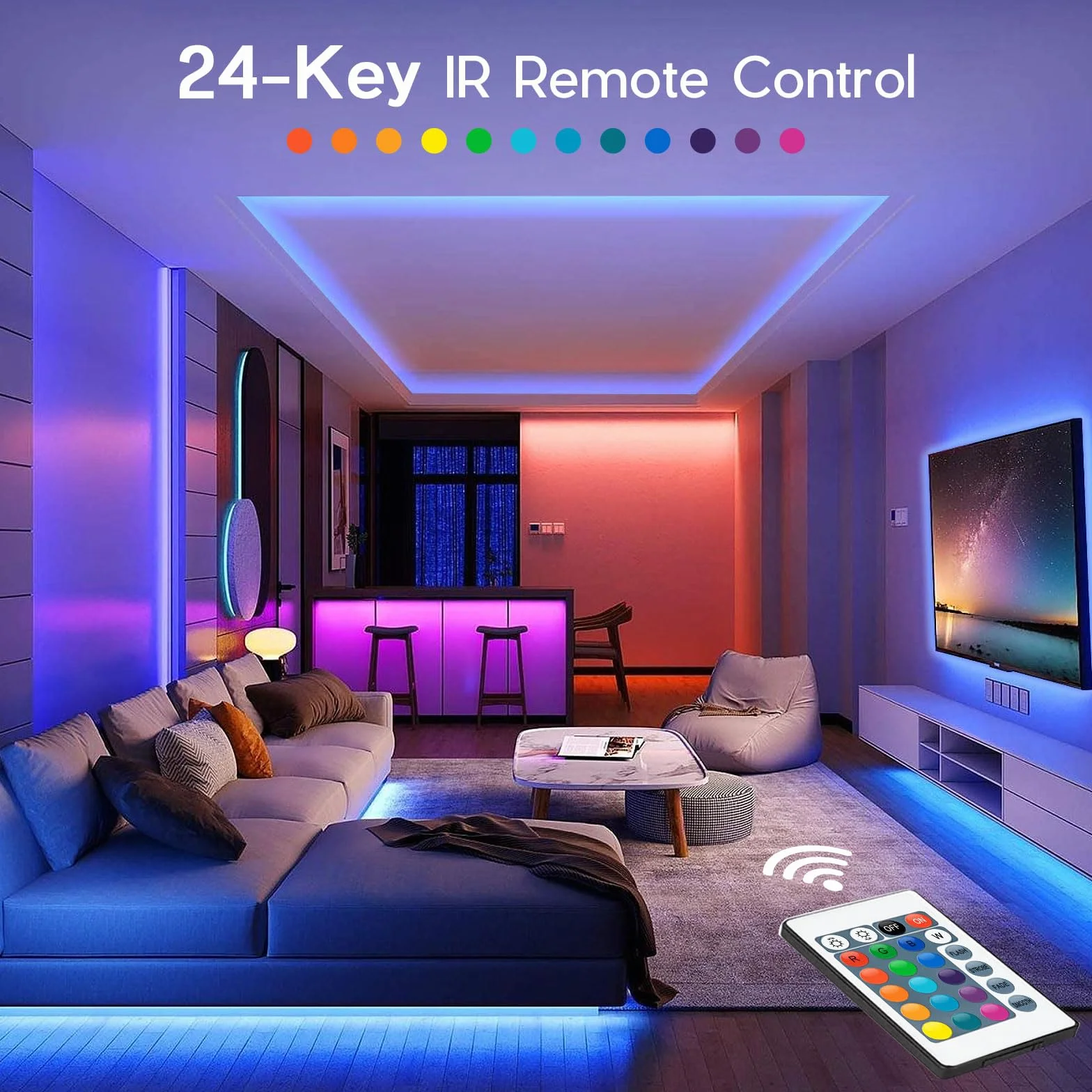 Ruban LED 5M RGB 5050 USB Batterie Télécommande Dimmer 16 Couleurs Ambilight TV Rétroéclairage
