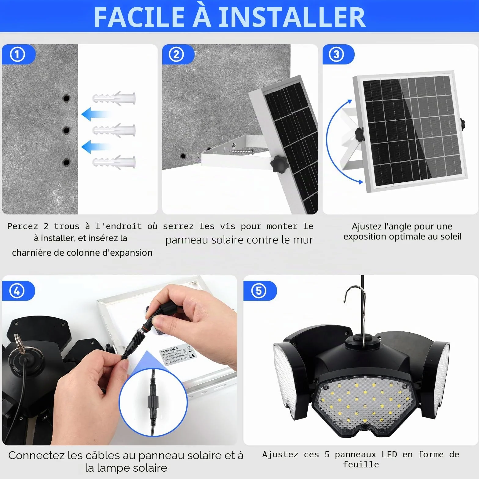 NATPOW Lampe Solaire Intérieur avec Détecteur de Mouvement 6000K IP65 Étanche pour Terrasse Garage