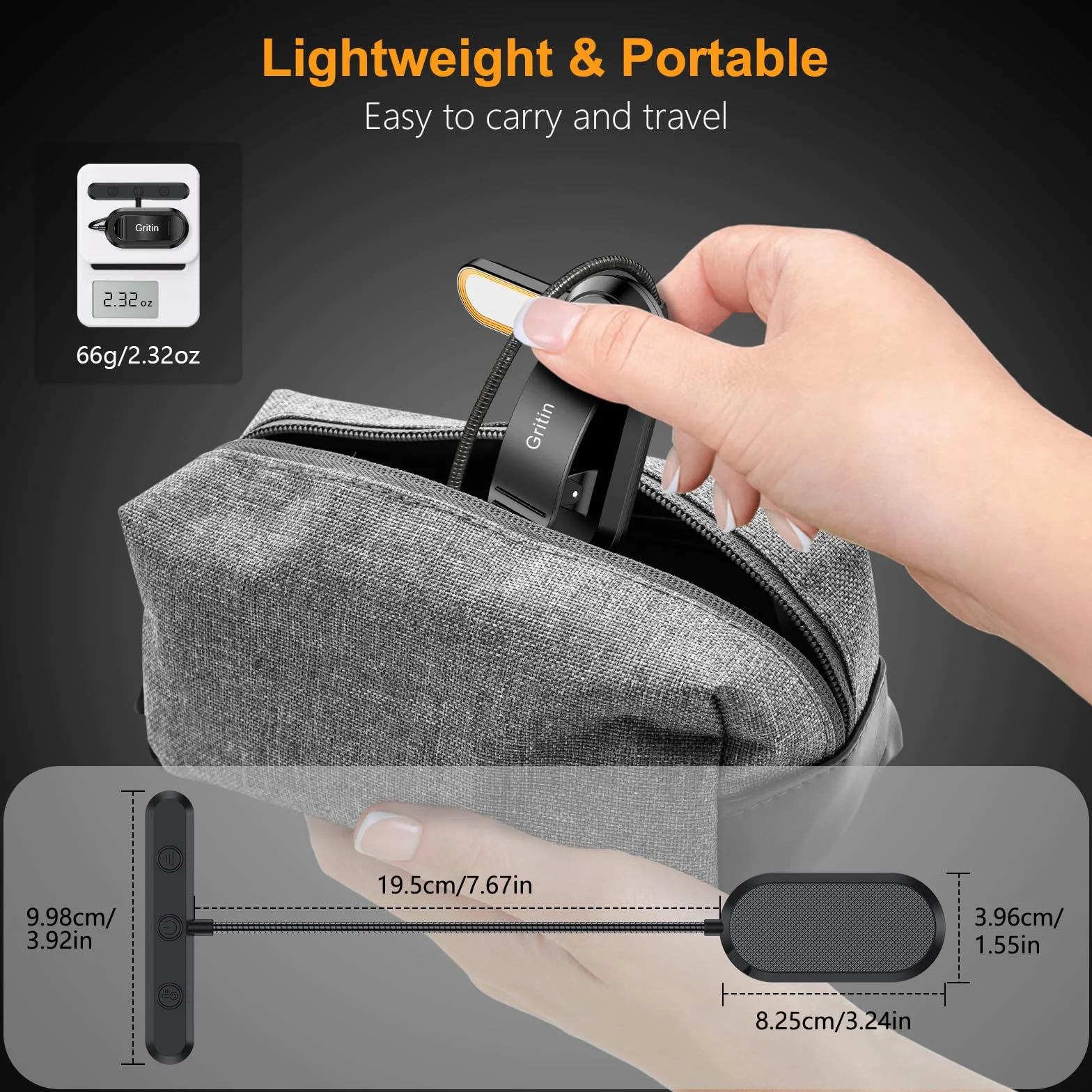 Gritin Lampe de Lecture 19 LED Rechargeable Protection des Yeux 5 Luminosités 3 Couleurs 360° Cou Flexible