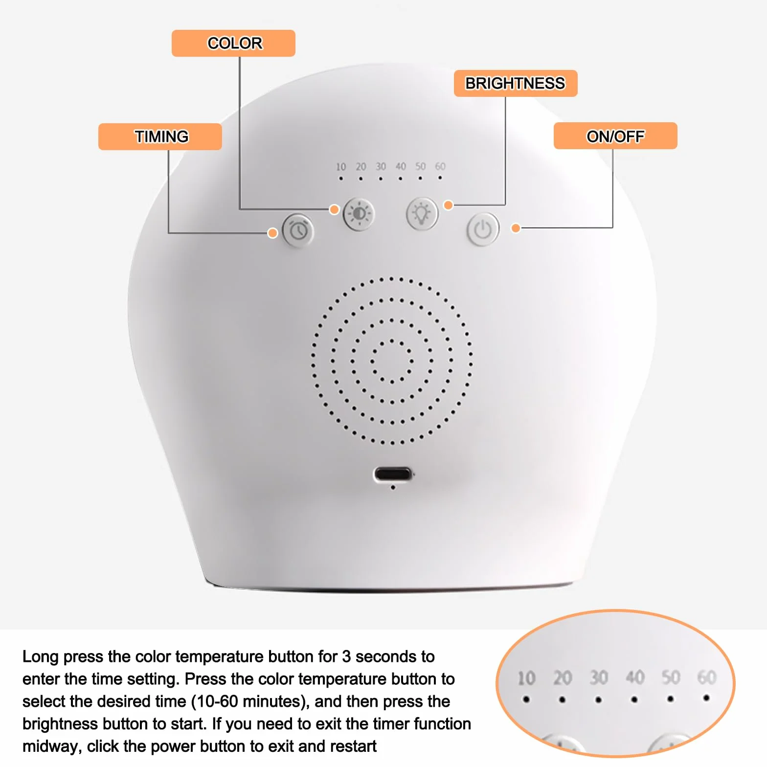 PORFOYO Lampe de luminothérapie, lampe de bureau avec 3 températures de couleur, fonction mémoire, 6 minuteries