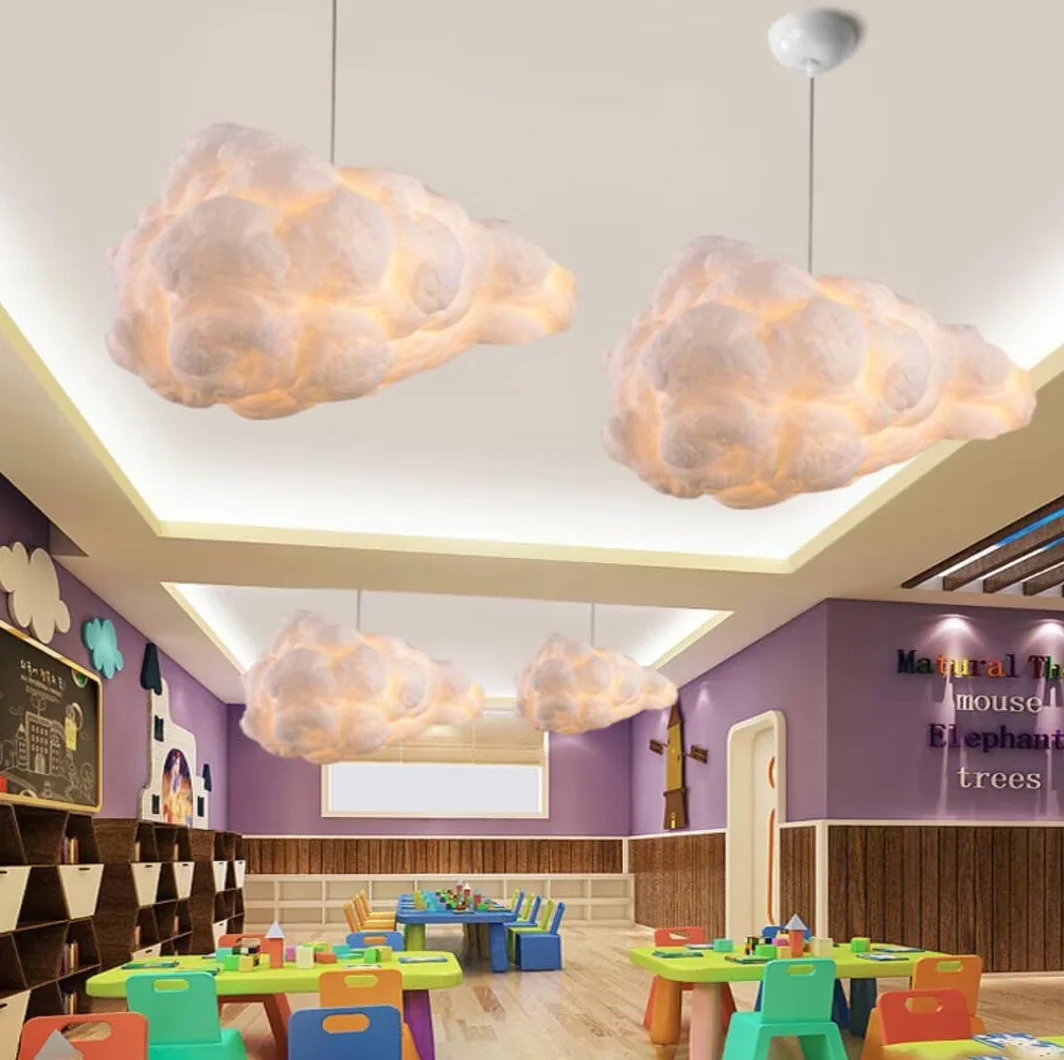 Creative Coton Flottant Plafonnier Décoratif Simulation Nuage Pendentif Lumière