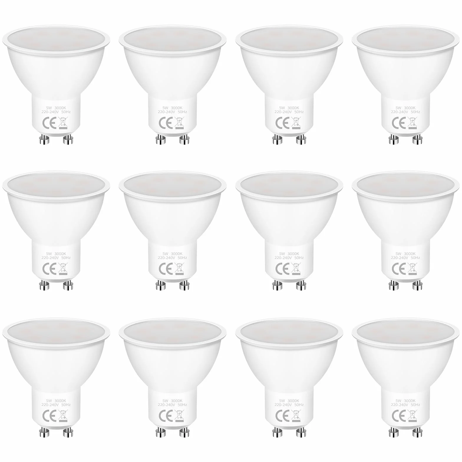 Ampoules LED GU10 5W 3000K 400LM 120° AC 220-240V Non Dimmable Blanc Chaud