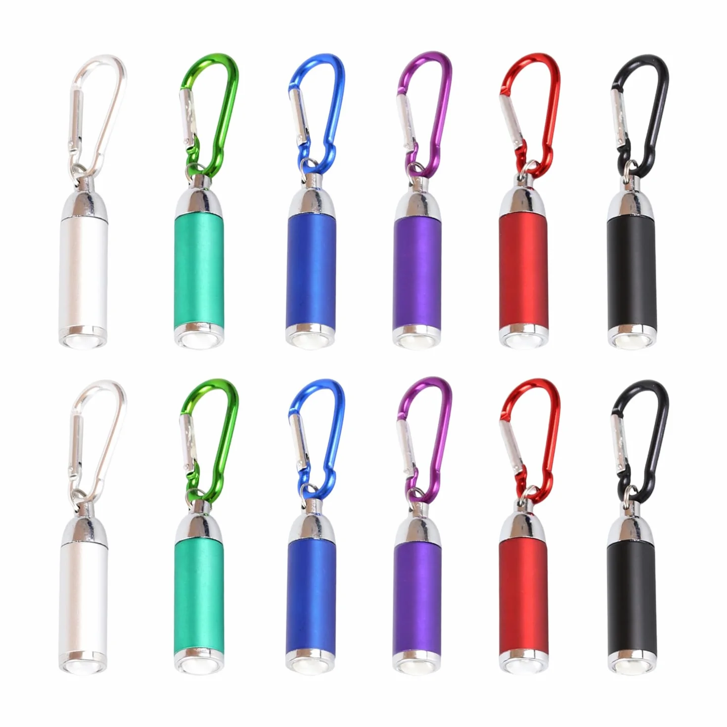Mini Lampe De Poche 12 Pièces avec Mousqueton Porte-Clés Enfants Éclairage Urgence Extérieure