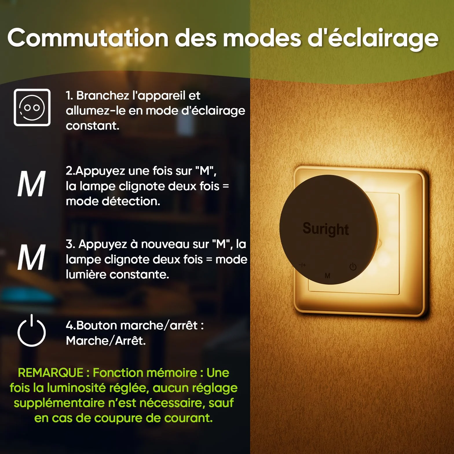 Veilleuses Prise avec Détecteur de Mouvement, Luminosité Réglable 3 Modes, Blanche Chaude, Lot de 2
