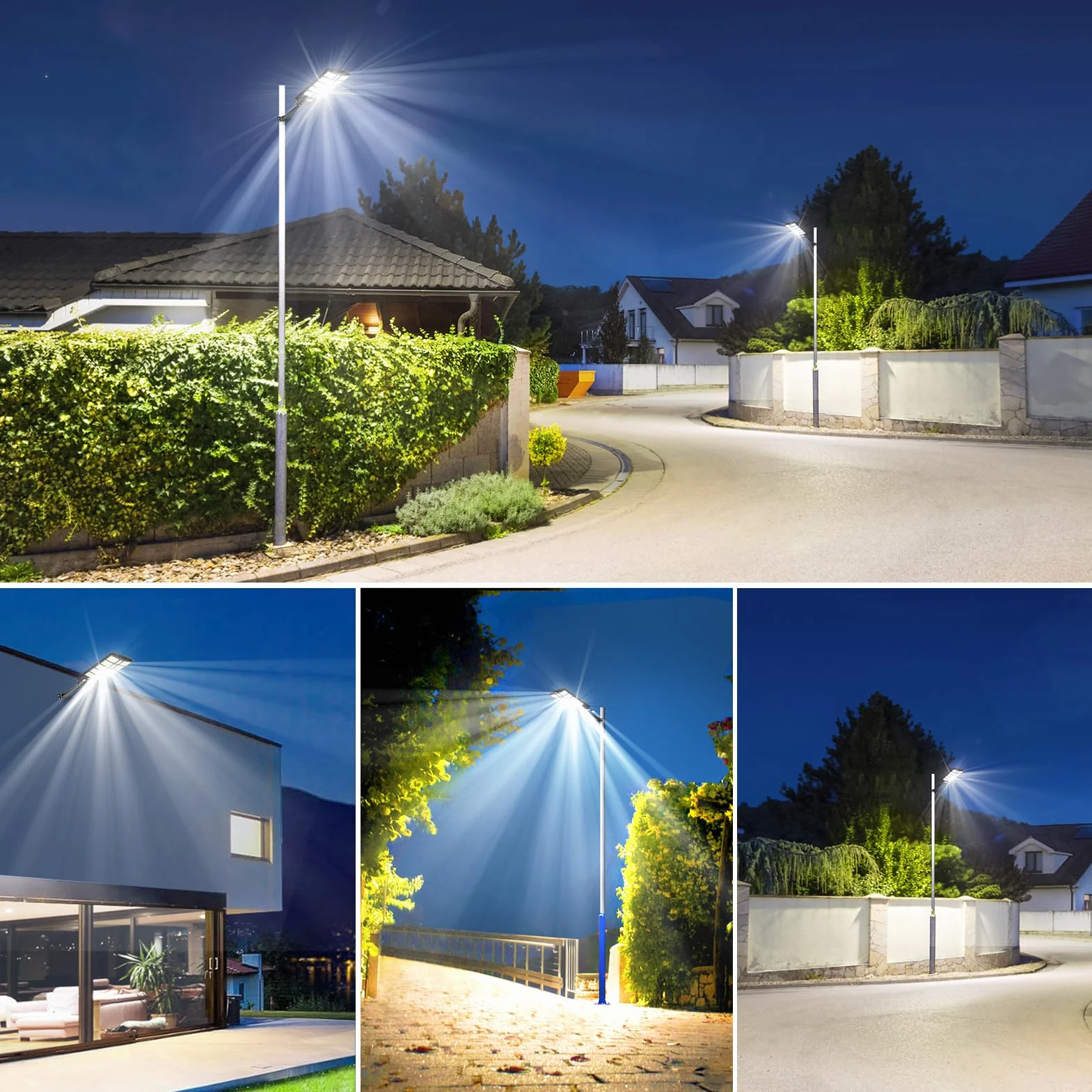 LED Réverbères Solaire Exterieur 1200W 6500K IP67 avec Télécommande Détecteur de Mouvement Étanche