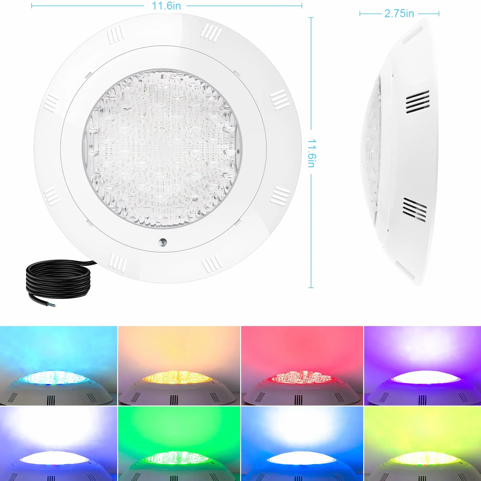 Lampe Piscine LED PAR56 38W IP68 RGB Submersible 12V DC/AC avec Télécommande