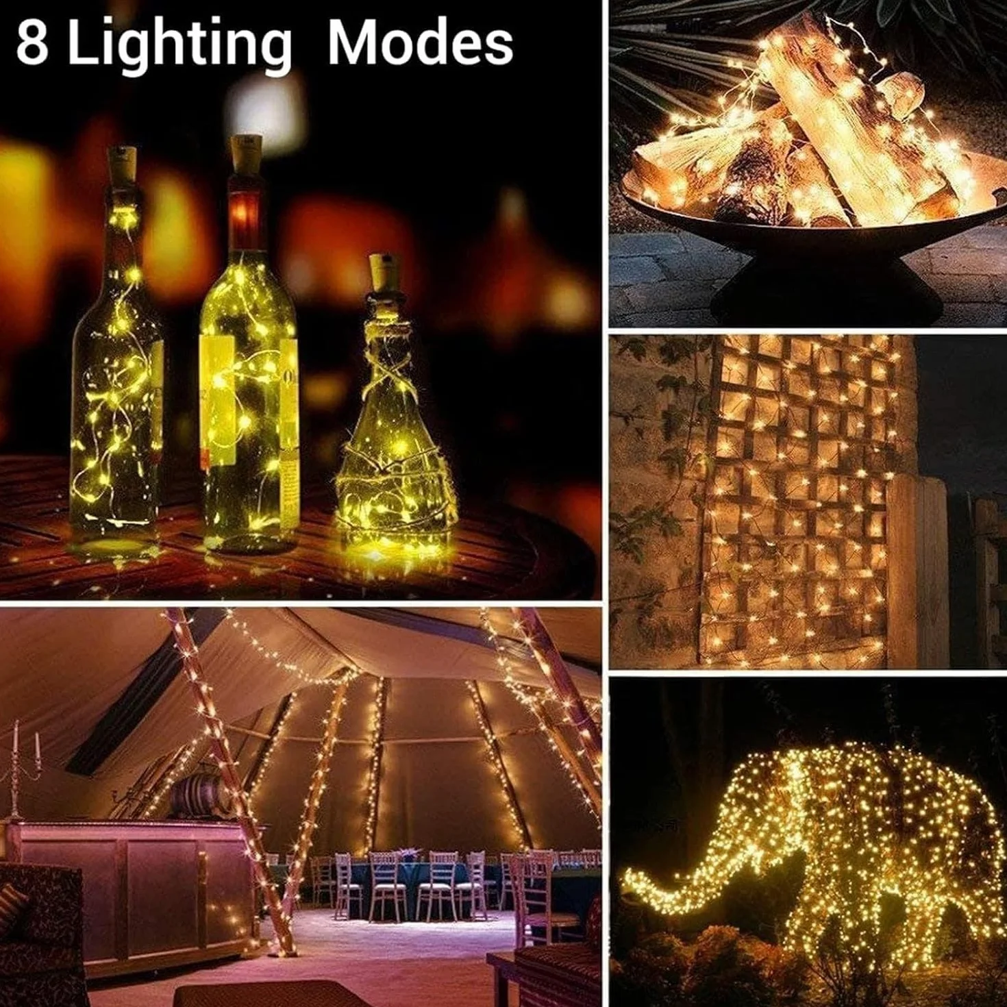 Joomer Lot de 2 Guirlande Solaire Exterieur Jardin 12m 120LED Lumineuse Étanche 8 Modes Blanc Chaud