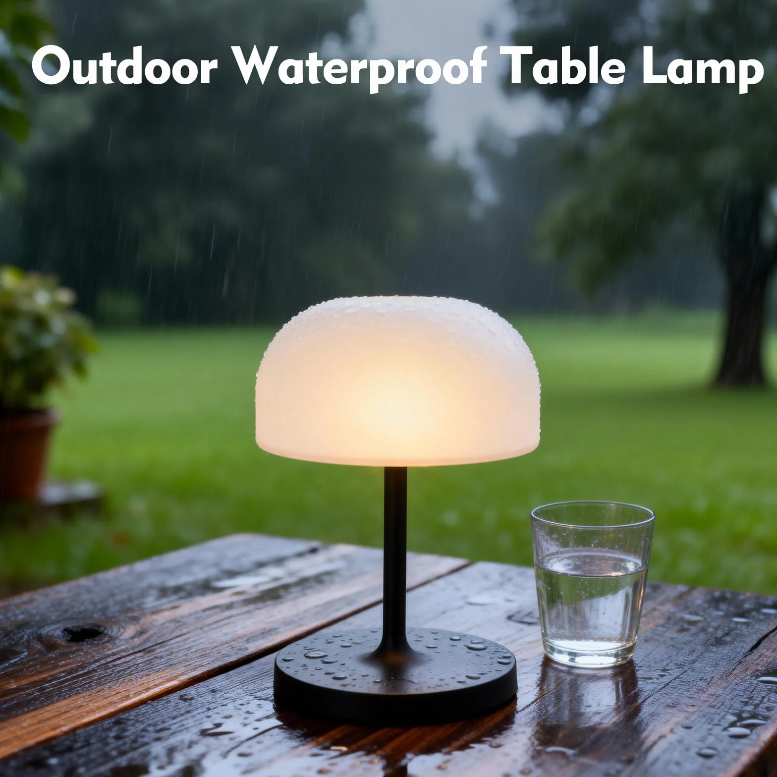 Lampe de Chevet Sans Fil LED Rechargeable, Lampe Champignon Tactile Noir, Veilleuse Intérieur Extérieur