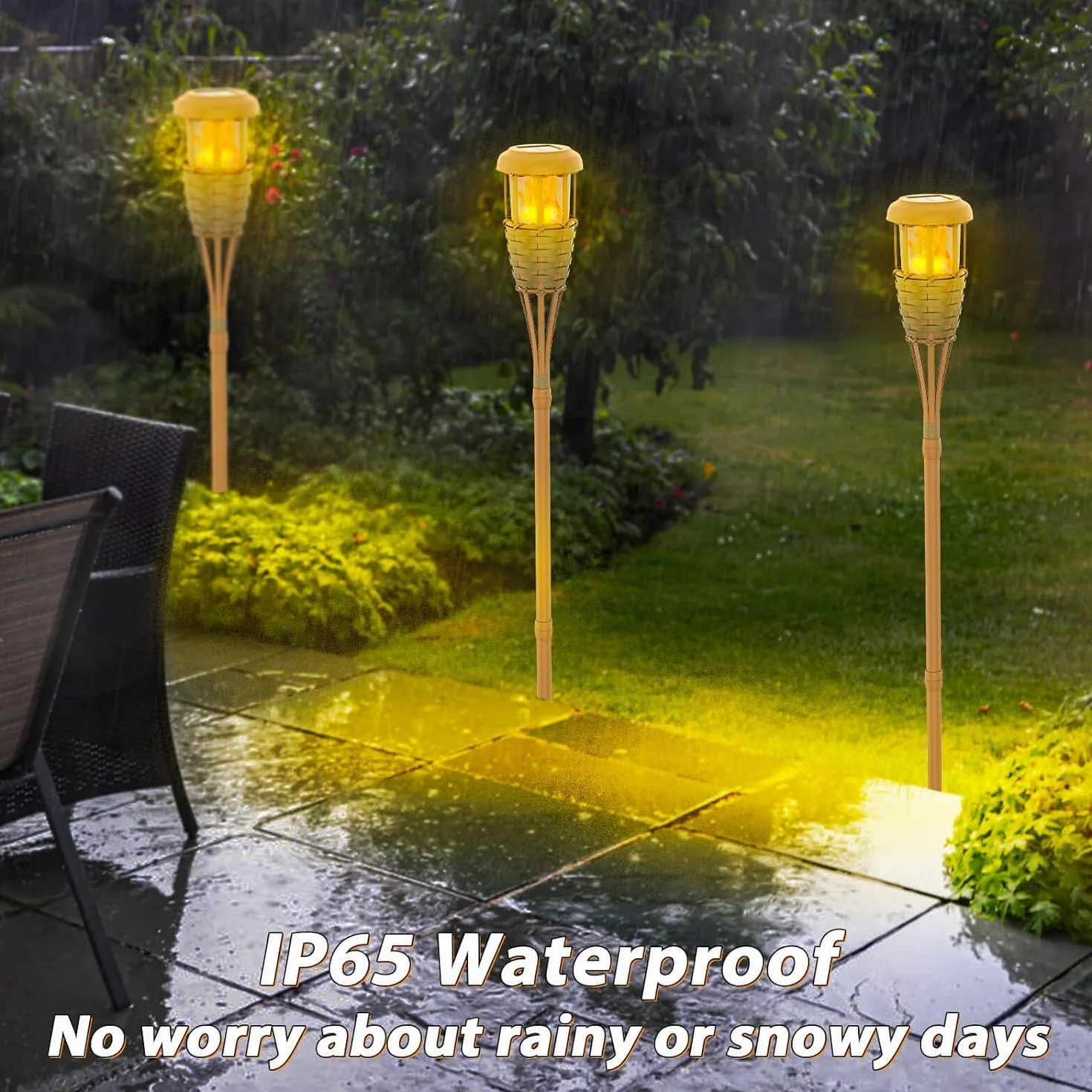 Lampes solaires d'extérieur avec flamme vacillante, lot de 4 pour jardin et terrasse