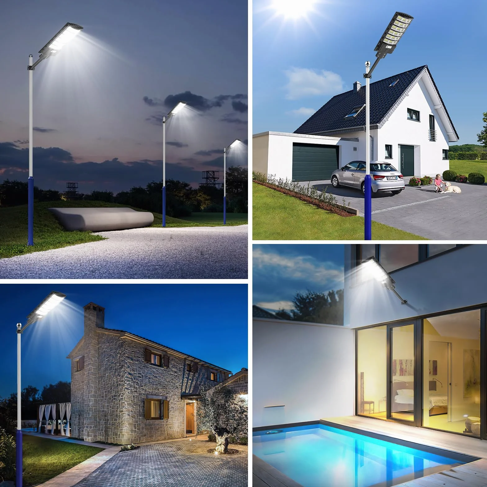 Viugreum 600W Réverbère Solaire Extérieur LED avec Détecteur de Mouvement IP65 6500K