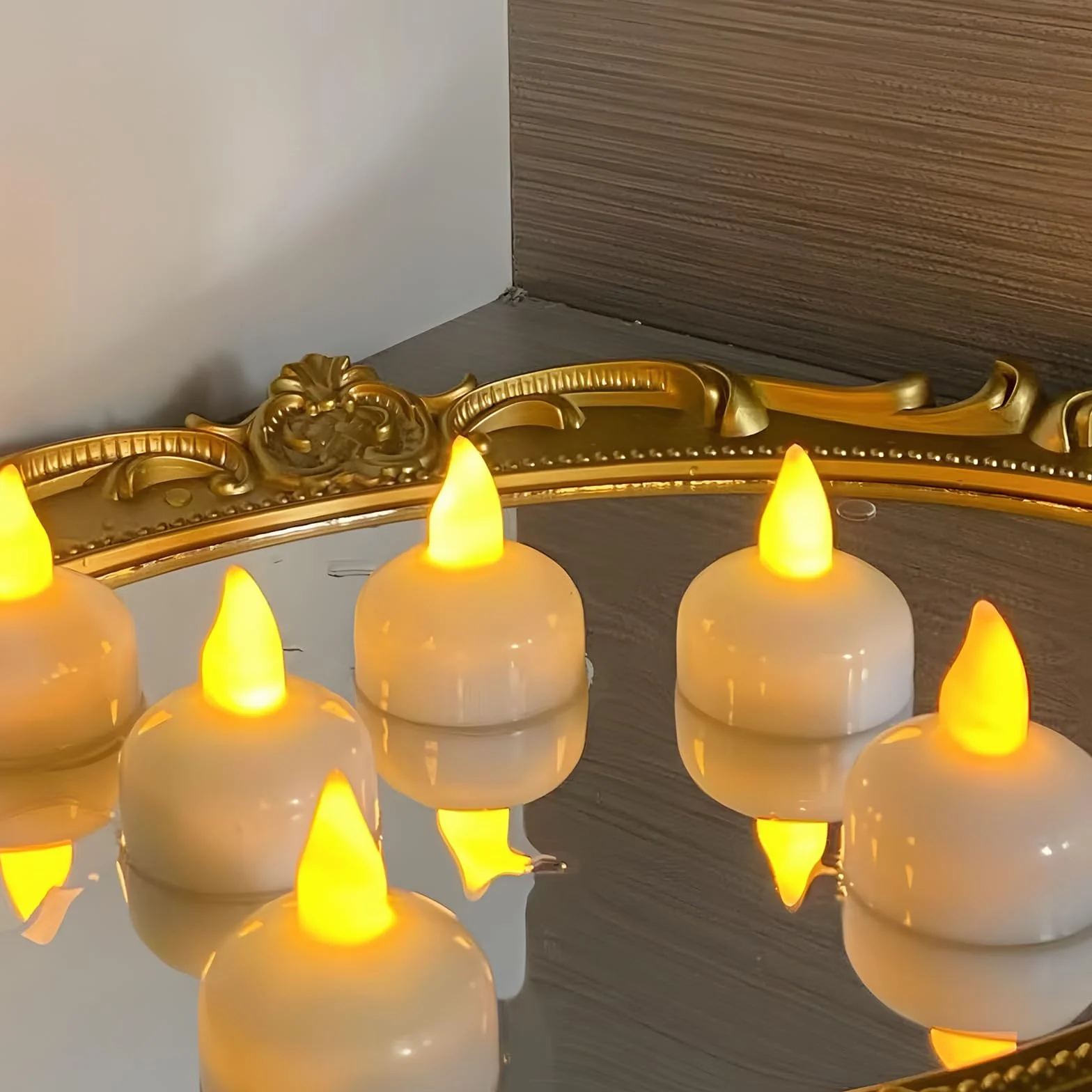 Bougies LED Flottantes Chauffe-Plat 36 pièces Blanc Chaud Sans Flamme