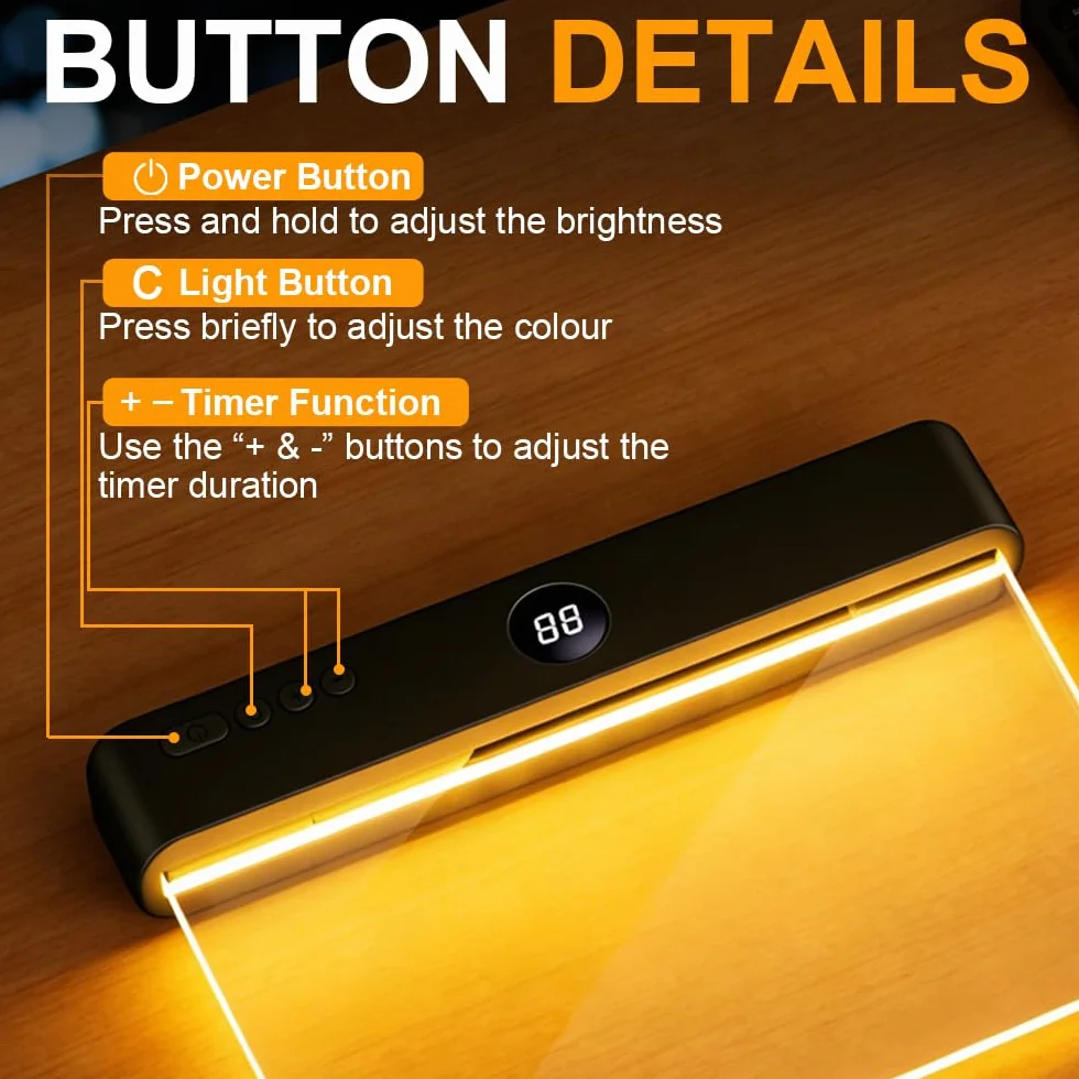 Lampe de Lecture LED Rechargeable Portable, 3 Modes de Couleur avec Minuteur