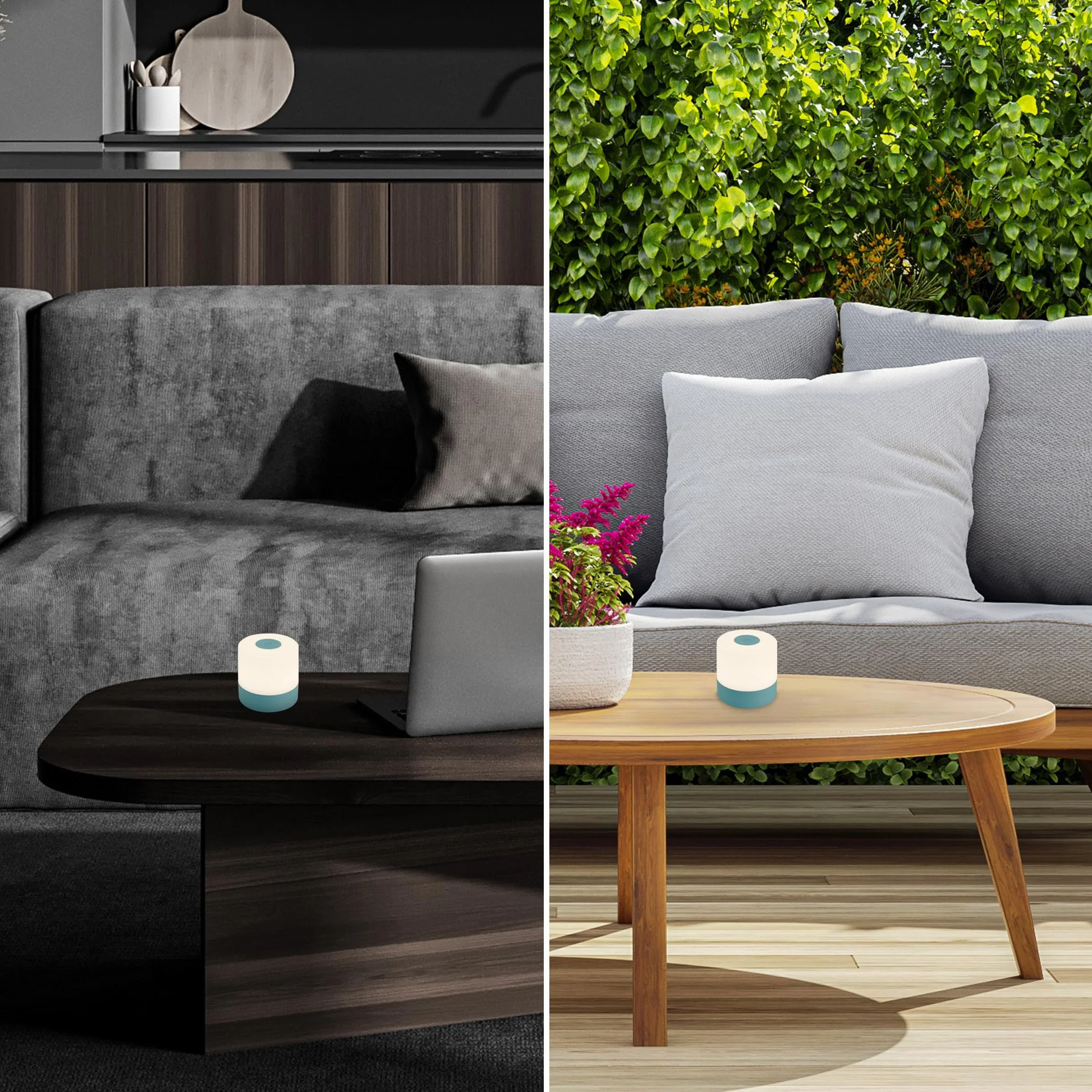 BRILONER Mini lampe de table LED sans fil, lampe de chevet Touch à intensité variable, Bleu