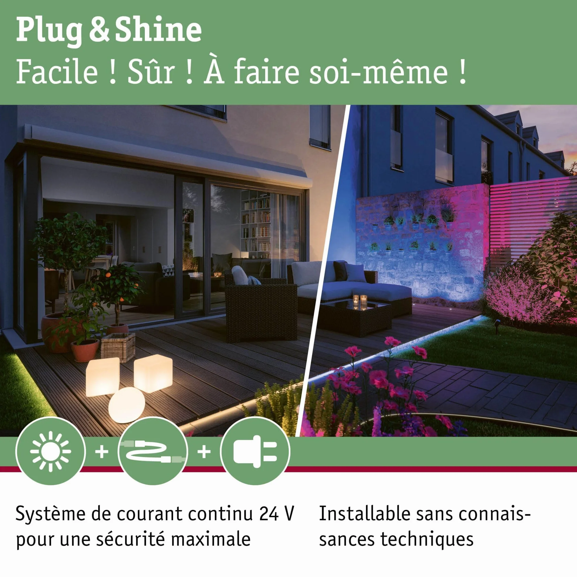Paulmann Plug & Shine Lampe d'extérieur LED Projecteur de jardin IP65 Blanc chaud 15,5 W Noir Aluminium 3000 K
