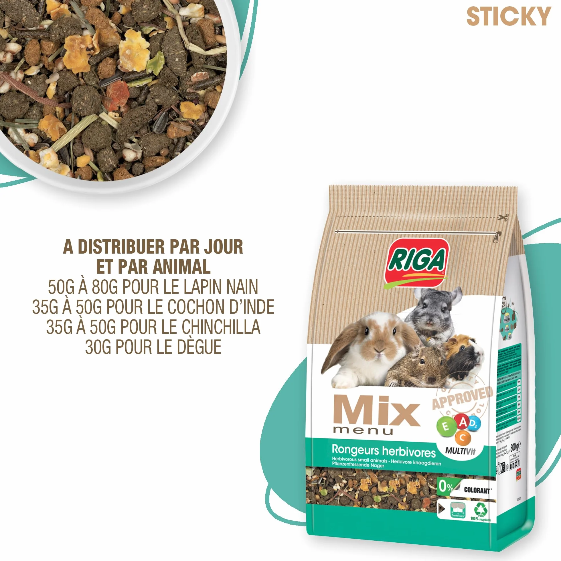 Menu Mix pour Rongeurs Herbivores Lapins Nains Cochon d'Inde Chinchillas Dègues Graines Céréales Légumes 3KG