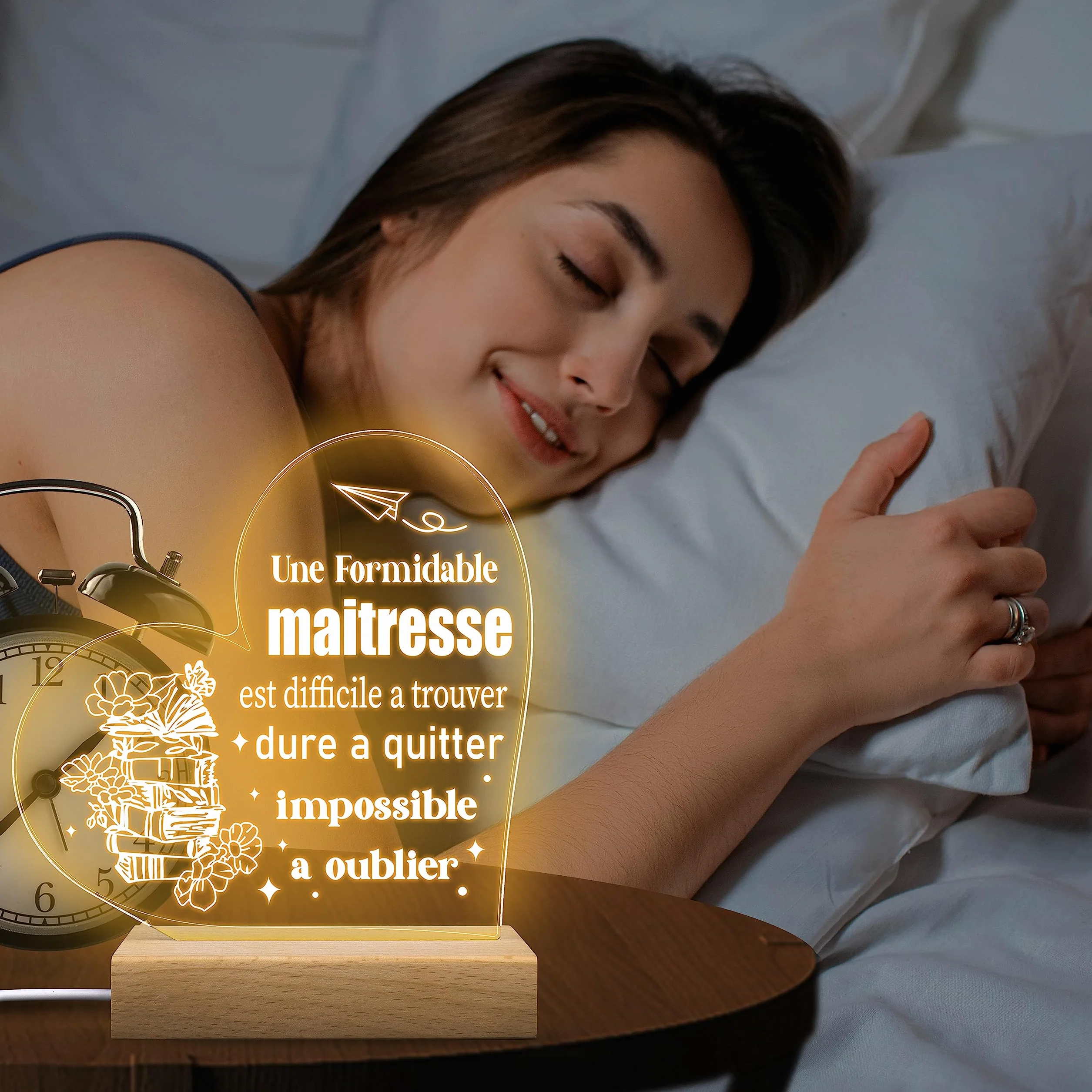 Merclix Lampe Cadeau Maitresse d'École Fin d'Année Maternelle Original Professeur Noel Retraite Anniversaire