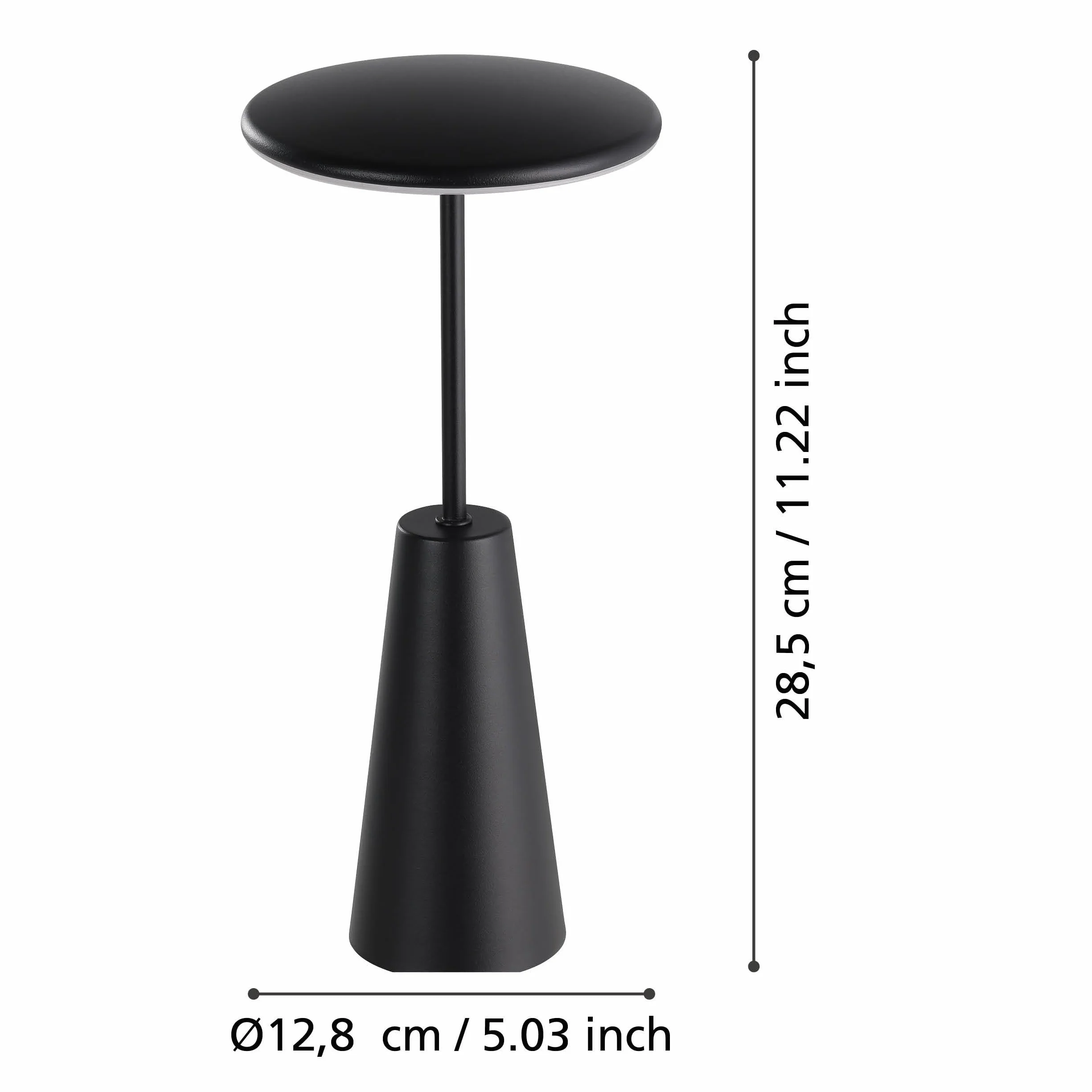Eglo Lampe de table extérieure LED Piccola avec toucher dimmable, lumière réglable, métal noir, IP54