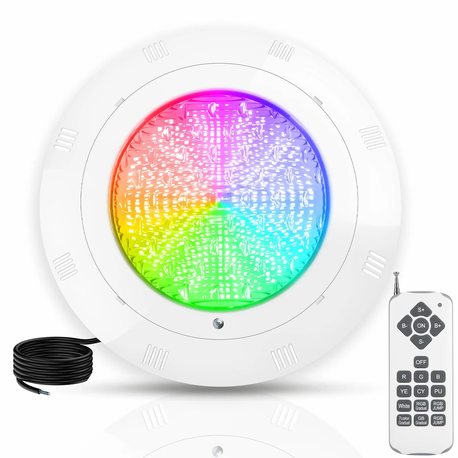 Lampe Piscine LED PAR56 38W IP68 RGB Submersible 12V DC/AC avec Télécommande