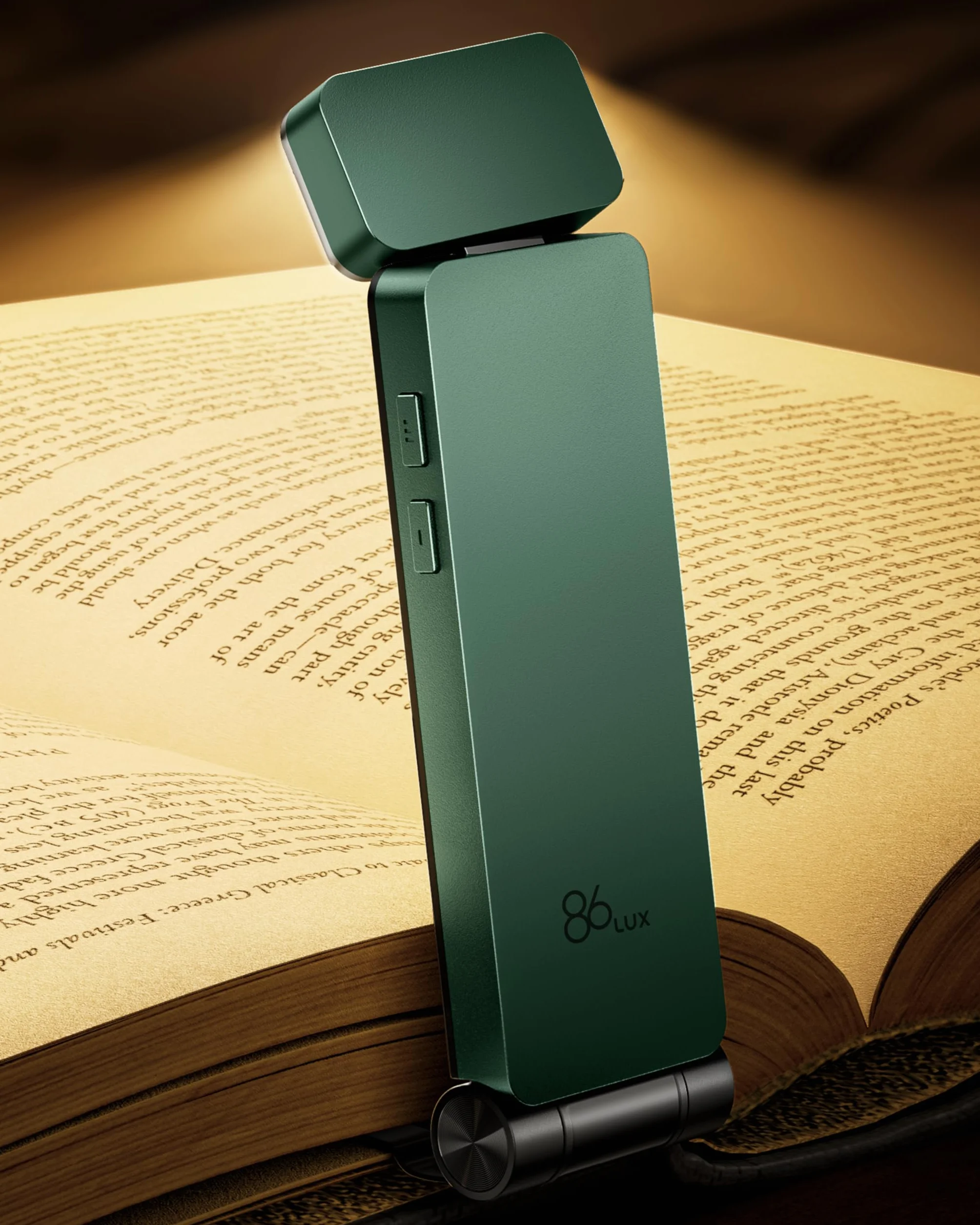 86lux Lampe de Lecture Rechargeable Liseuse LED USB-C, Légère 46 g, Lampe à Pince Marque-Page, 3 Températures de Couleur, 80H Autonomie, Vert