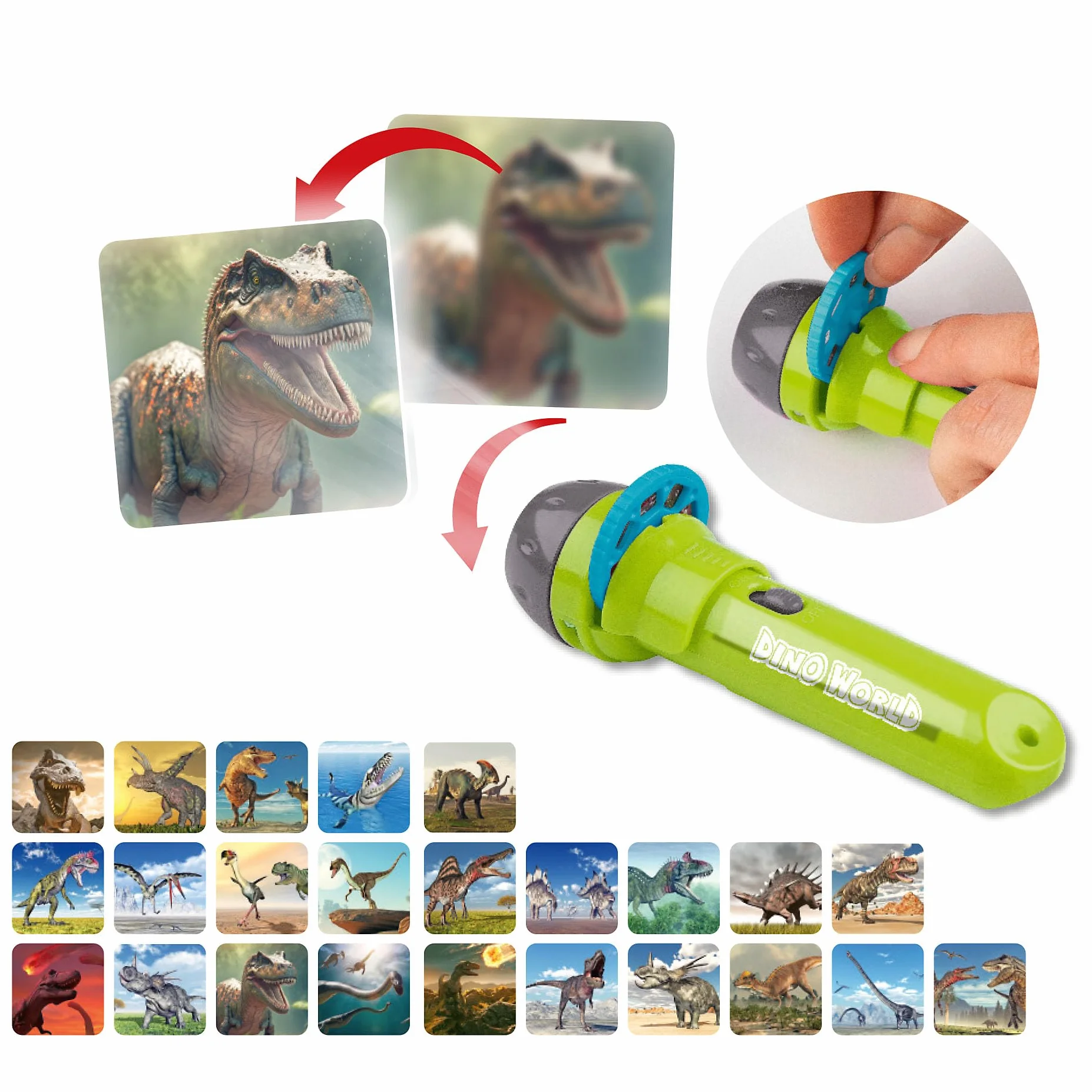 Depesche Dino World Lampe de poche avec 24 effets d'image projecteur dinosaures