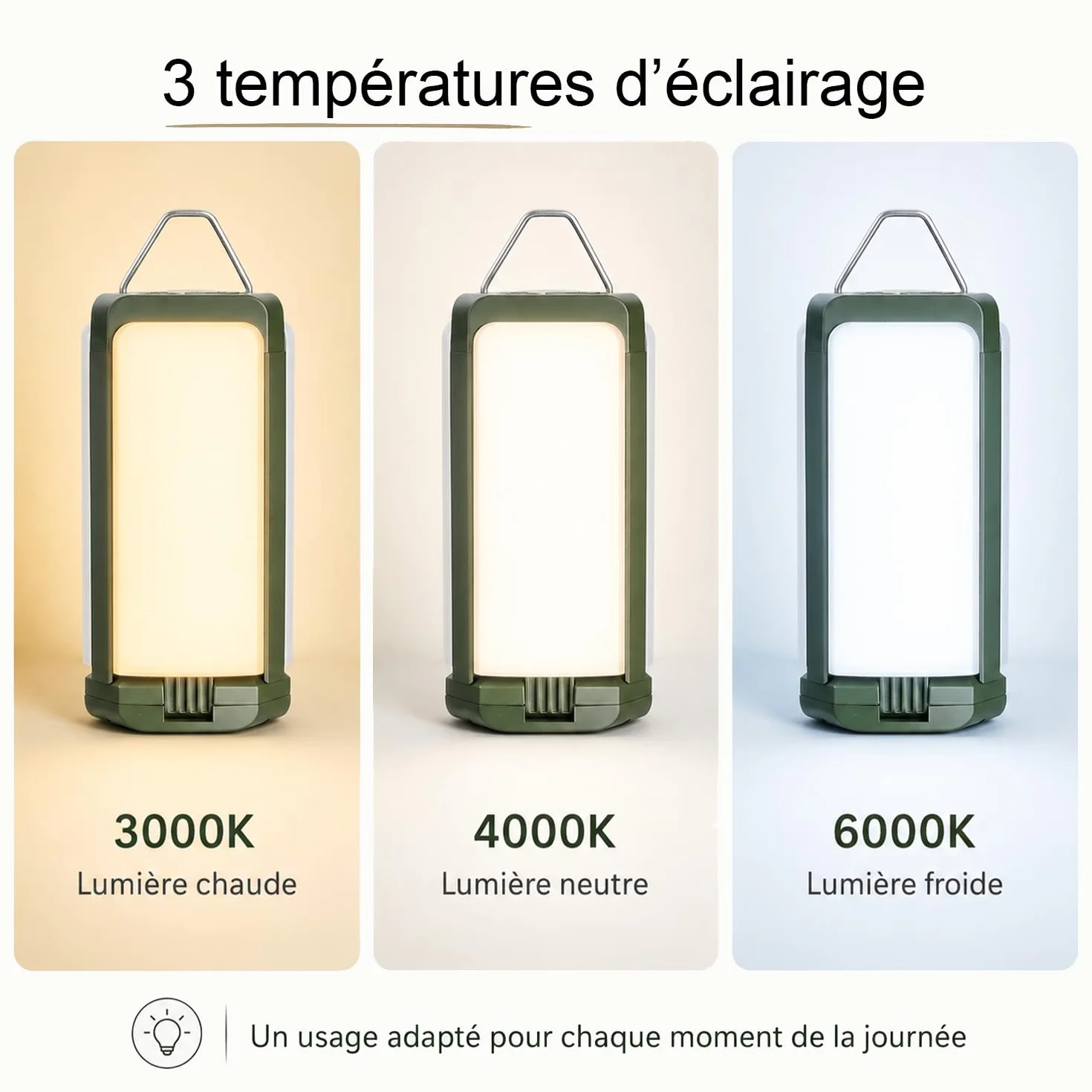Lampe Parasol LED 500lm Éclairage Extérieur Rechargeable USB Solaire 3 Températures de Couleur Résiste à l'Eau Jardin Terrasse