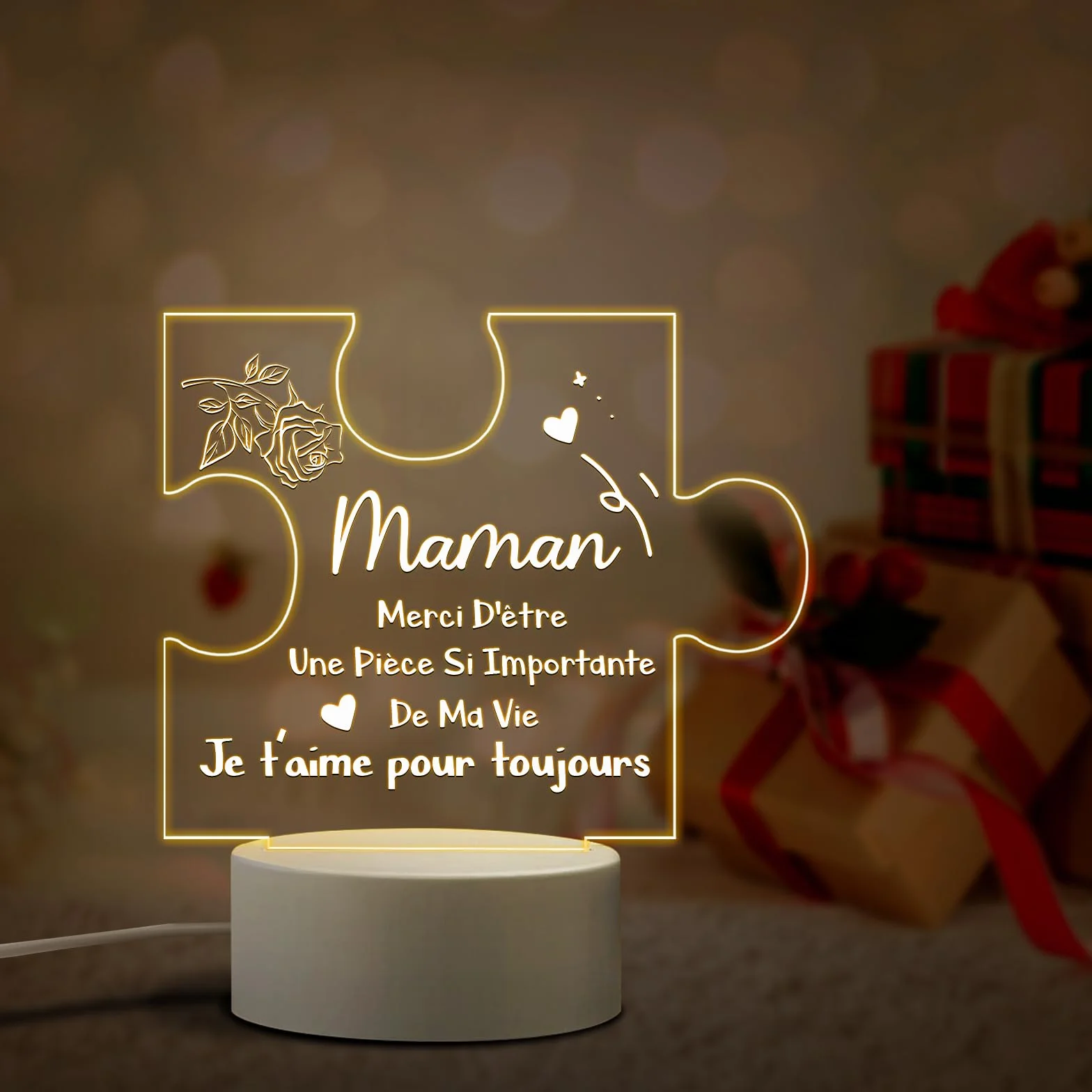 Lampe en Acrylique Personnalisée Cadeau Fête des Mères pour Maman Femme