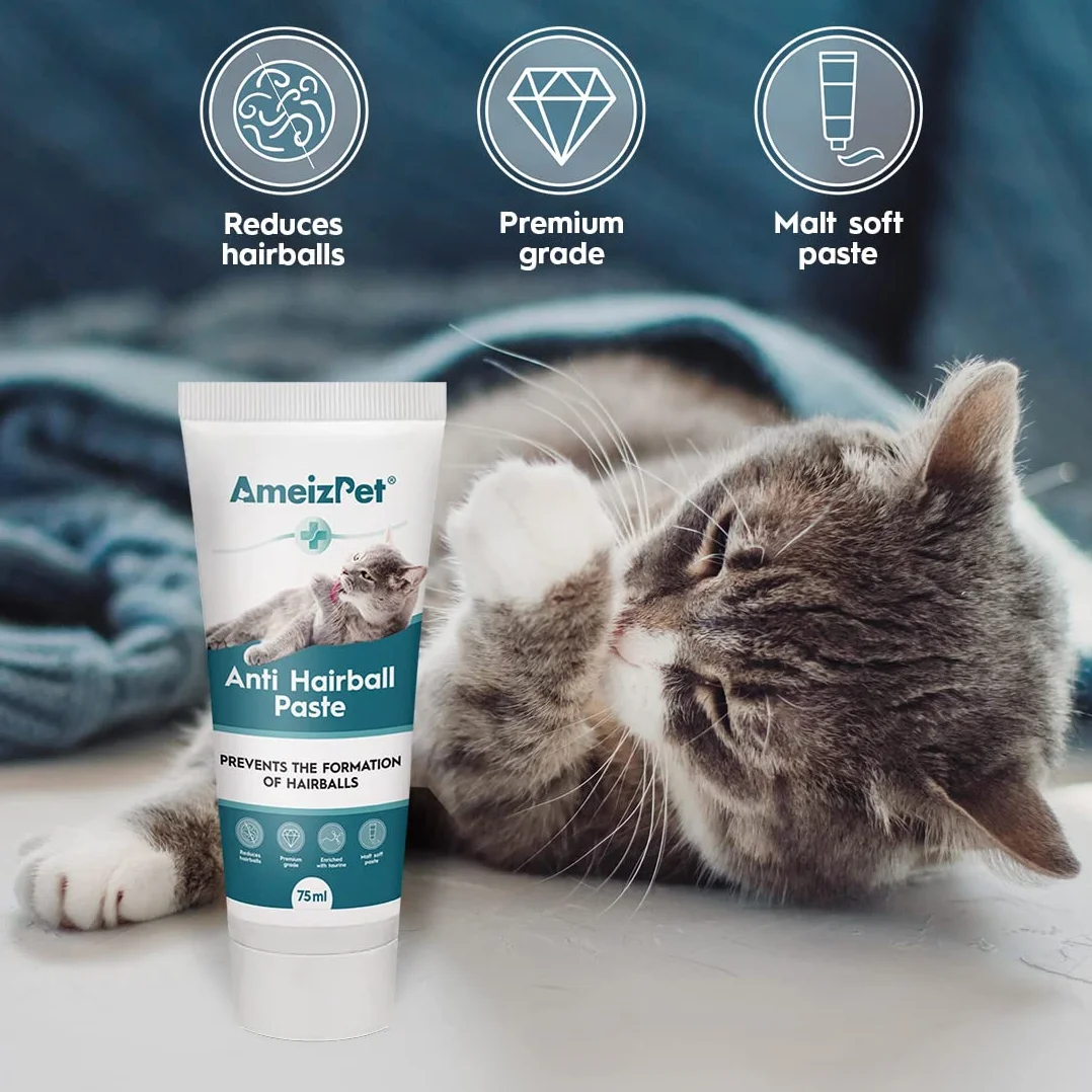 Pâte Anti Boule de Poil pour Chat Ameizpet, Complément Alimentaire Tube 100g