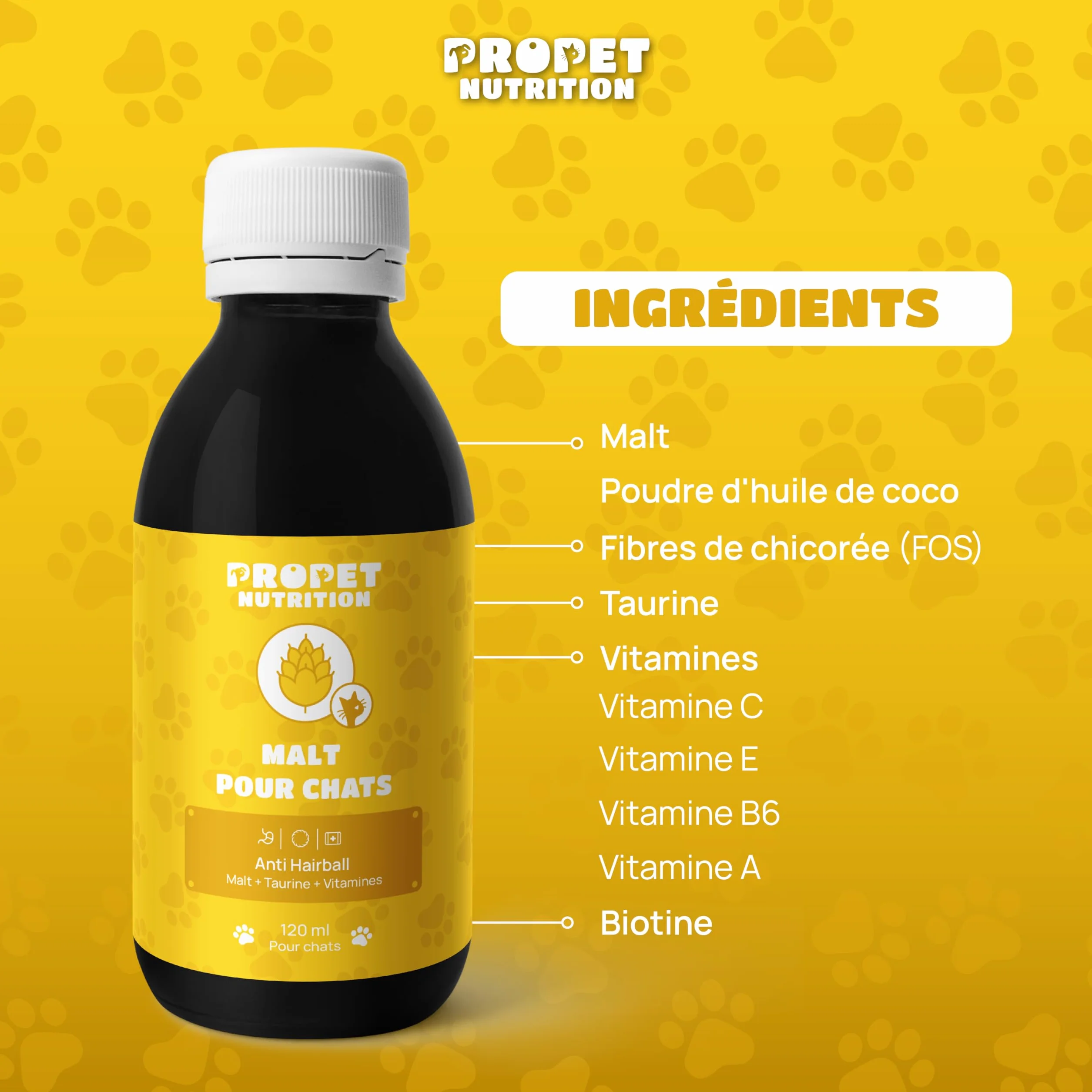 Malt Chat Anti Boule de Poil avec Taurine et Vitamines 120 ML