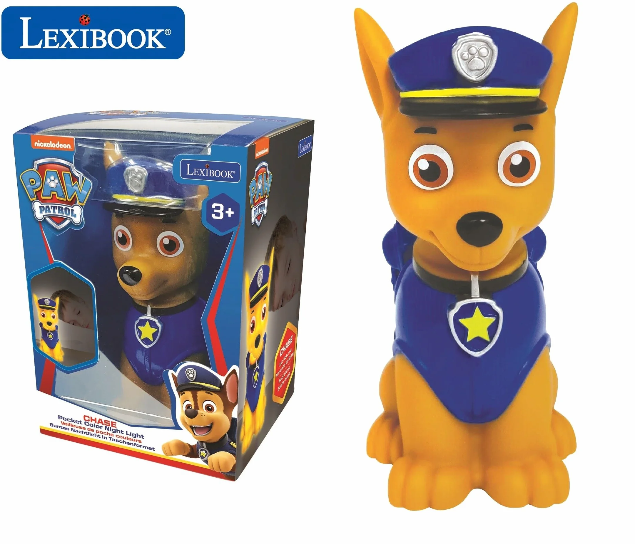 Lexibook Paw Patrol Veilleuse de Poche LED Chase pour chambre d'enfants, changement de couleurs, Bleu/Beige