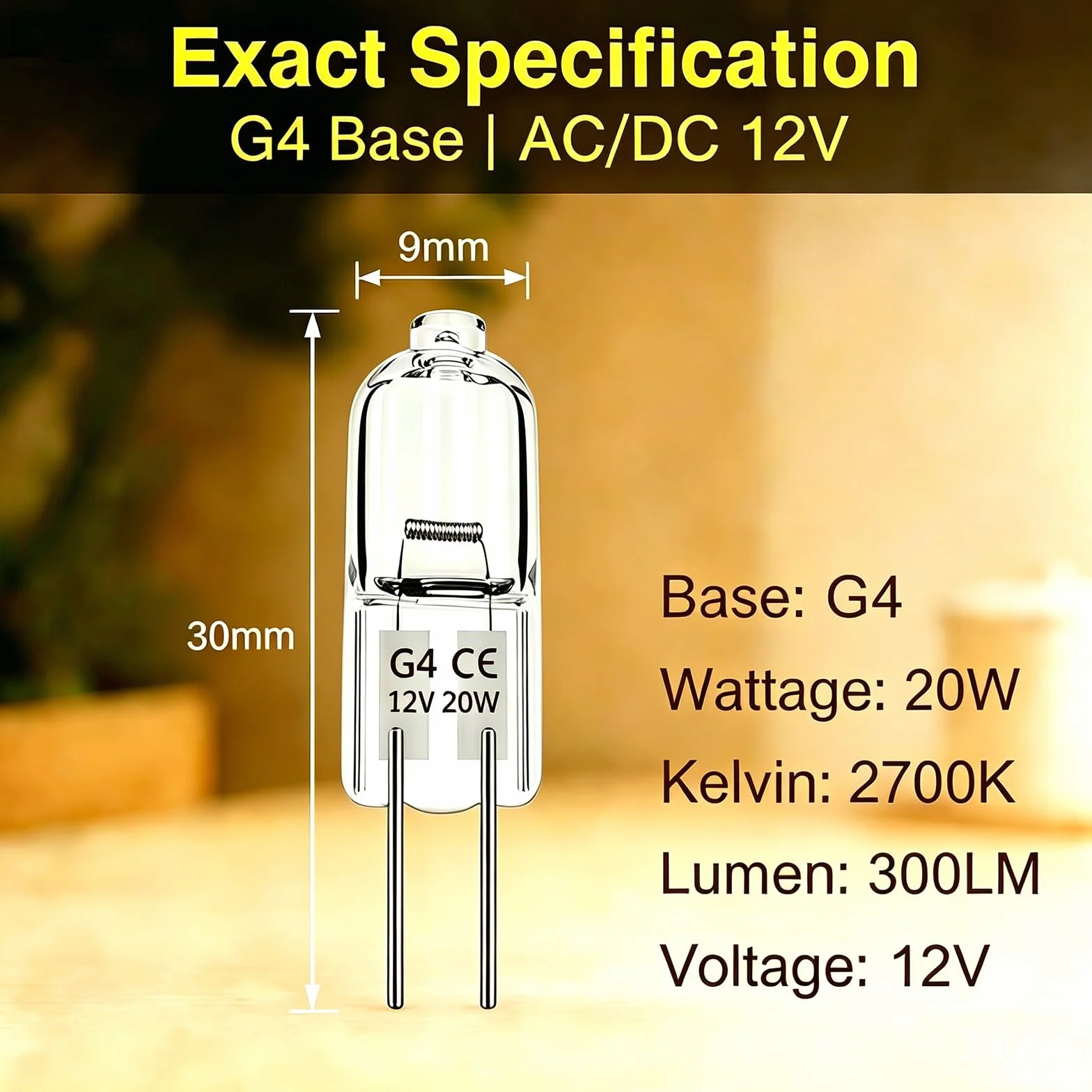Ampoule Halogène G4 12V 20W Dimmable Blanc Chaud 2700K pour Four Hotte Cuisine