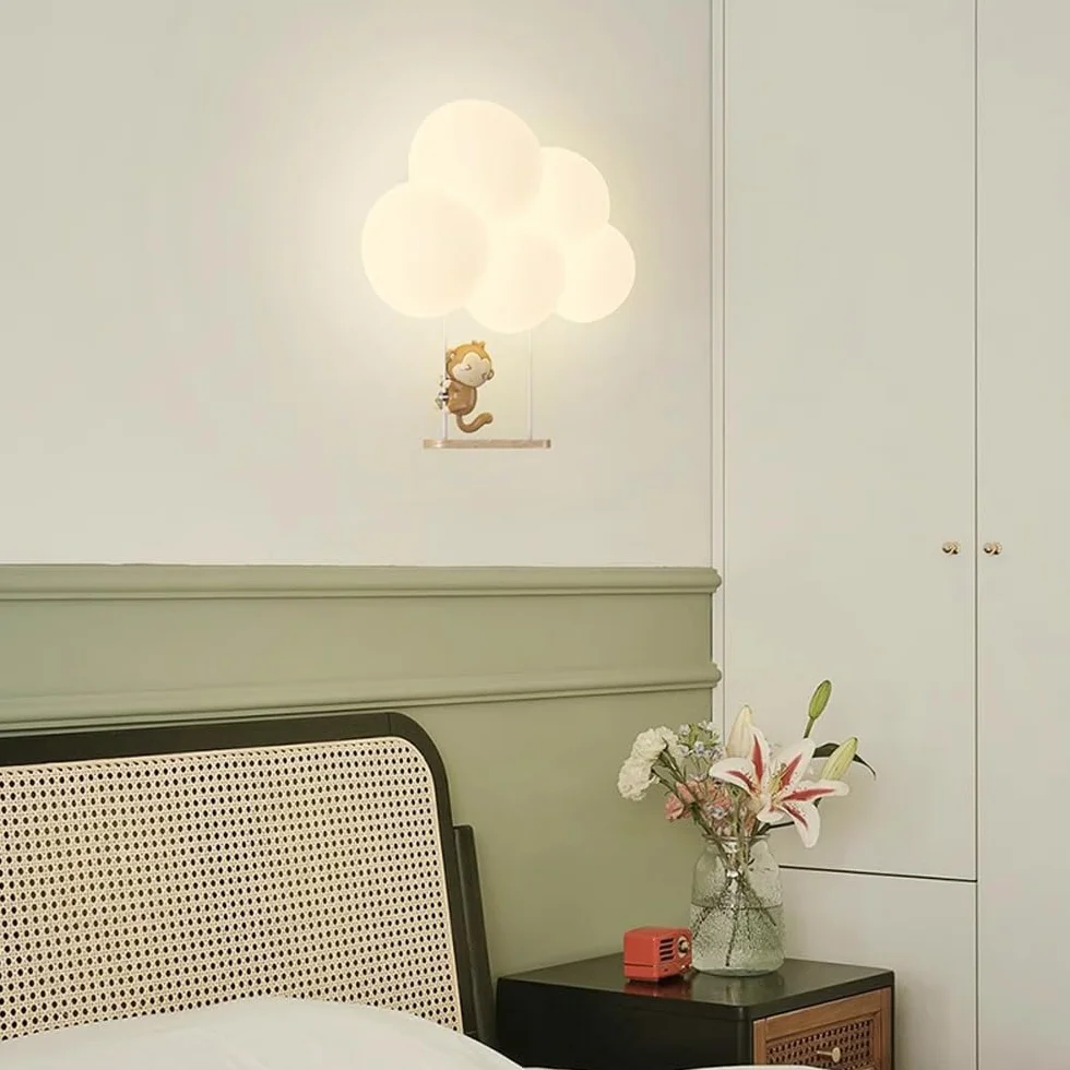 Appliques murales LED nuage enfant chambre fille dessin animé animal abat-jour lait blanc