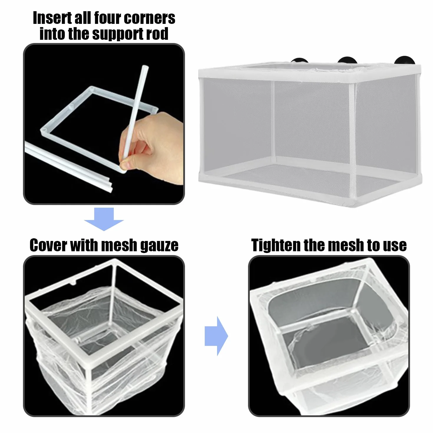 Filet d'isolation pour réservoir de poisson avec ventouse, boîte d'élevage d'aquarium