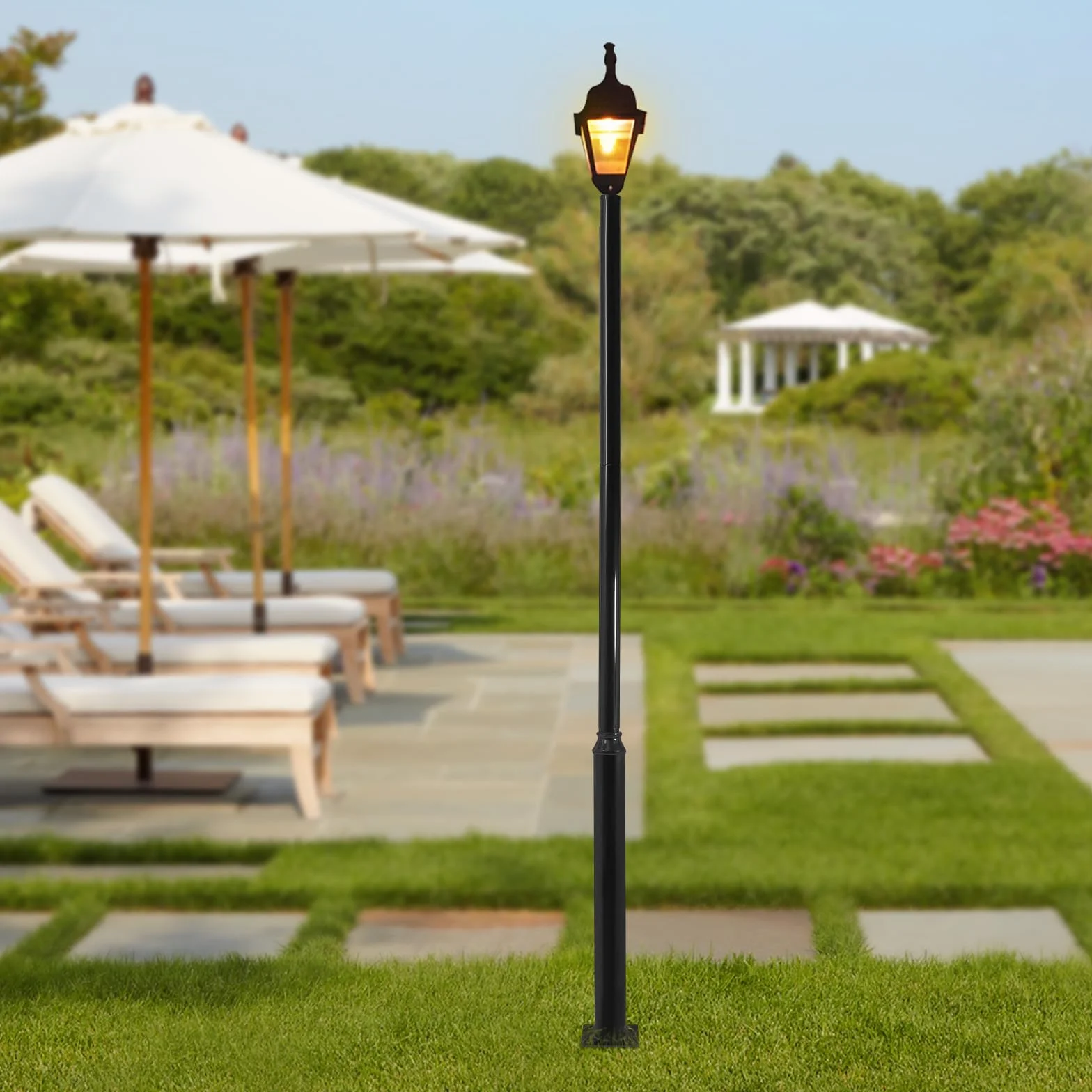 Solaire poteau lampadaire extérieur 3 m résistant intempéries mât divisé terrasse rue