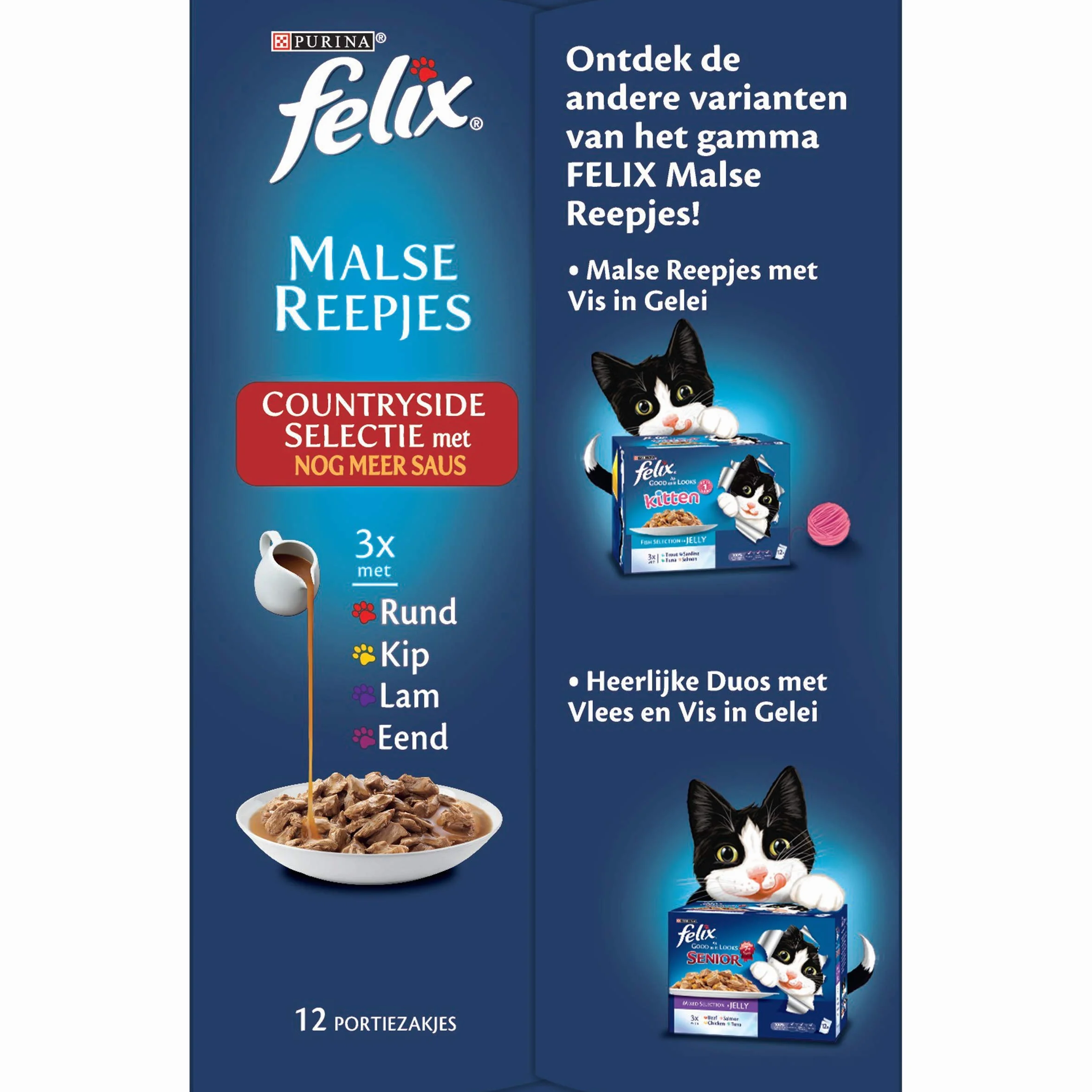 FELIX Tendres Effilés Encore Plus de Sauce Campagne 12x85g
