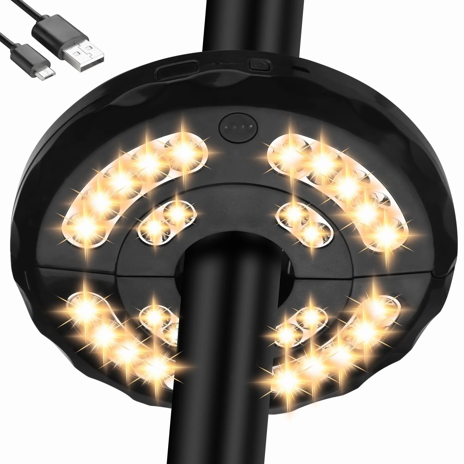 Lampe de parasol double puissance rechargeable sans fil 3 modes éclairage terrasse camping