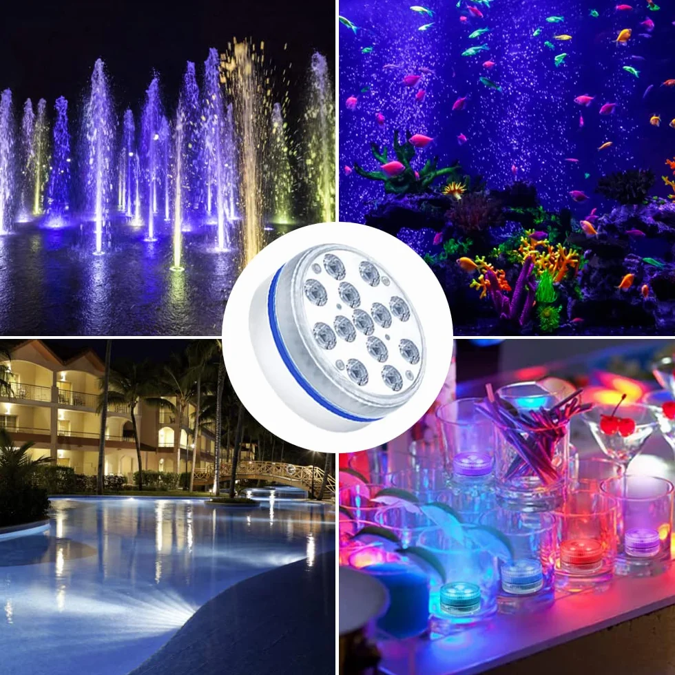 Lumière LED Submersible IP68 avec Télécommande RF pour Piscine, Spa, Jardin (2 Pièces)
