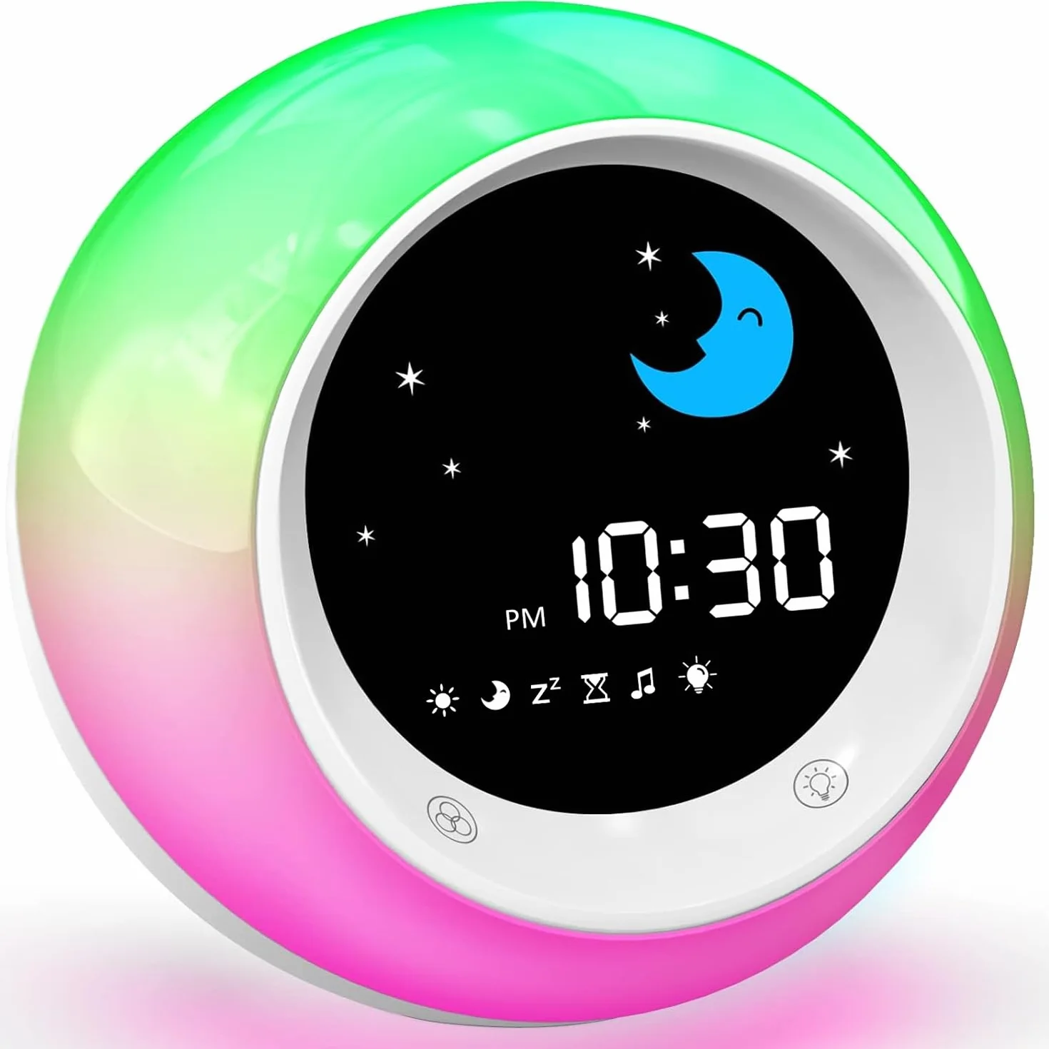 Reveil Enfant Lune et Soleil Entraîneur de Sommeil avec Veilleuse Machine Sonore Minuterie de Sommeil 2025