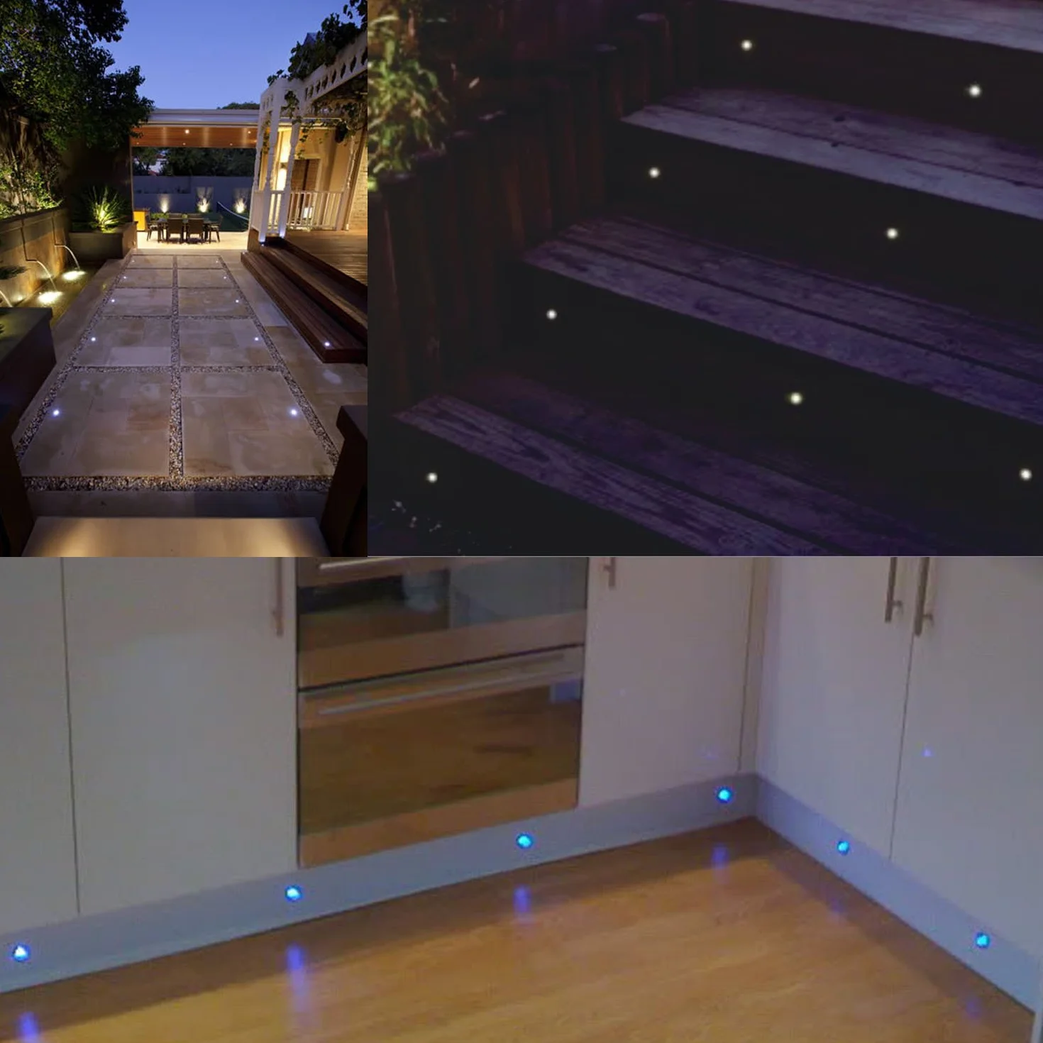 Mini Encastré LED Spot Terrasse Bois Etanche IP67 DC 12V Pack 10 Bleu