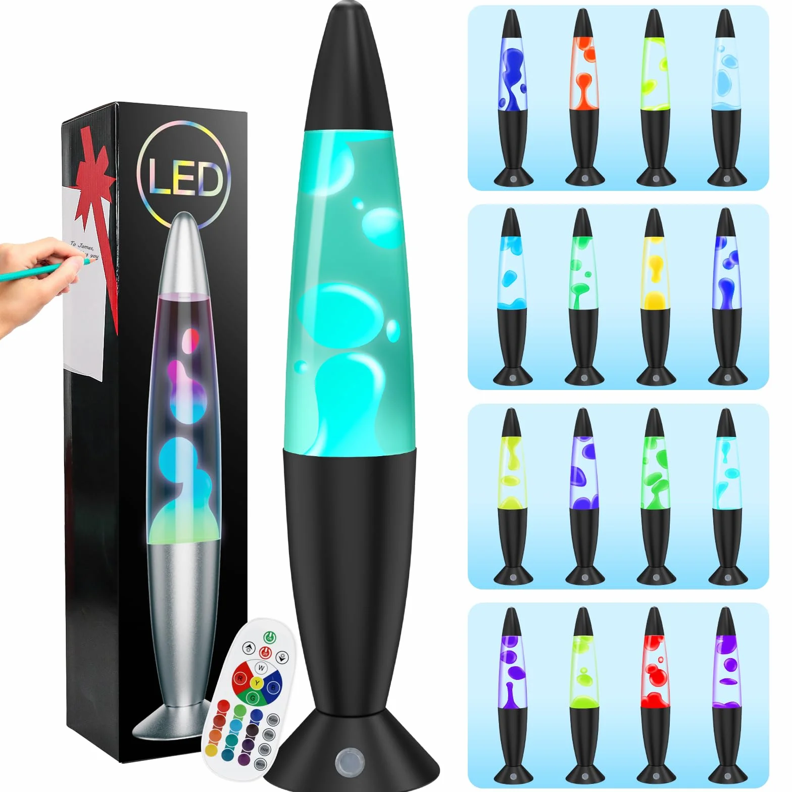 FBSPORT Laval Lampe à lave pour enfants 17 couleurs changeantes veilleuse LED lampe de chevet