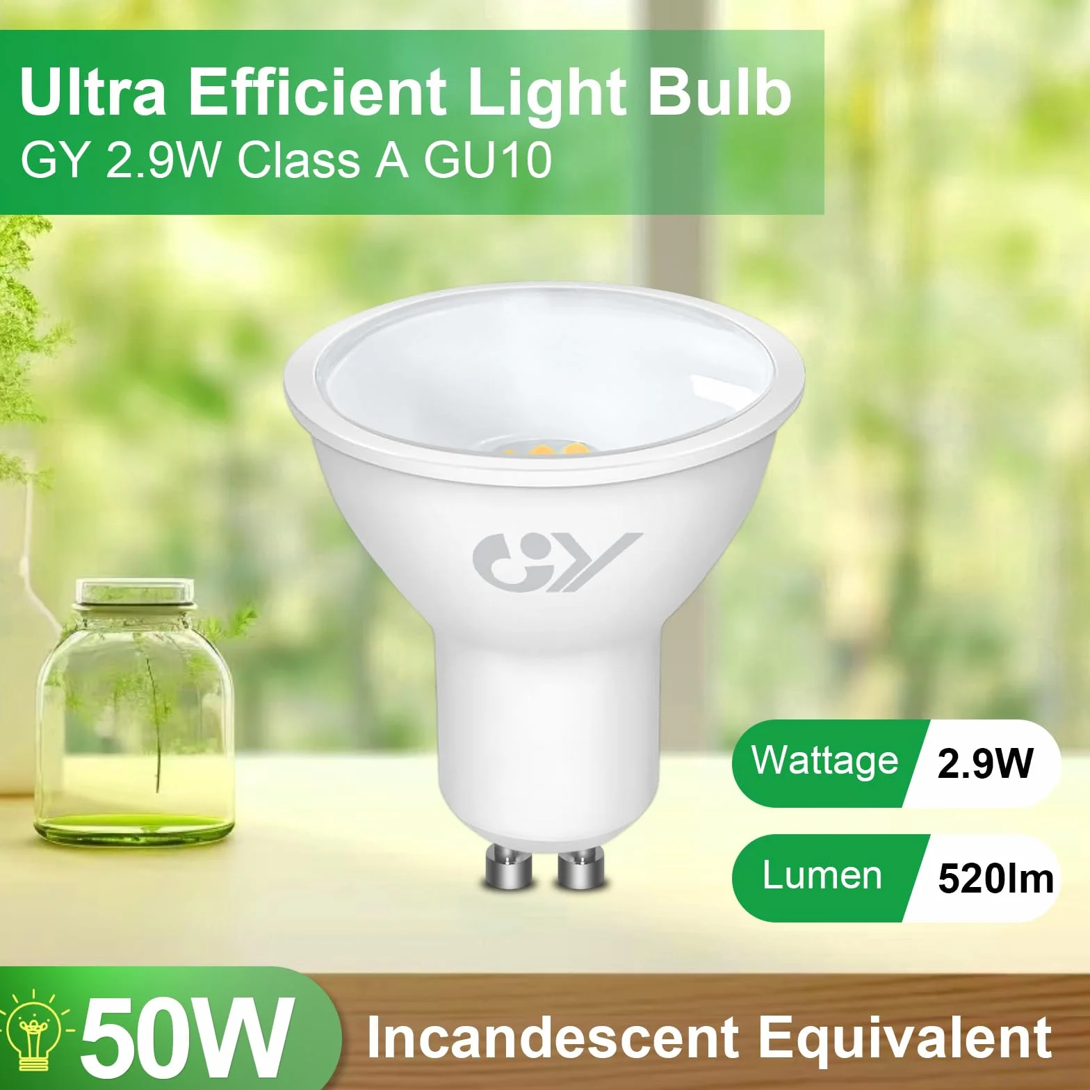 Ampoules LED GU10 Classe A 2.9W Equivalent 50W 520LM 3000K Blanc Chaud Angle 100° Non-Dimmable Lot de 10