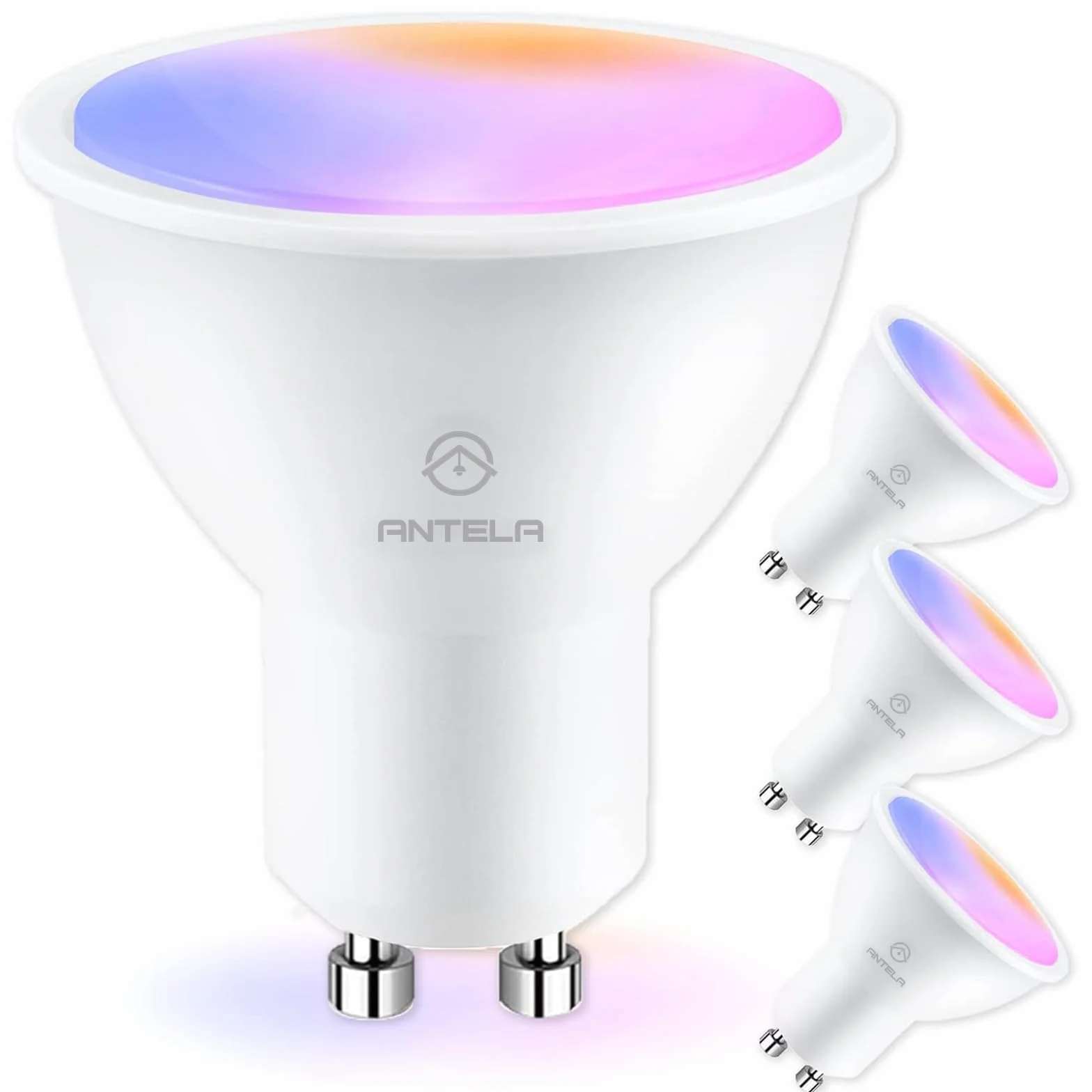 ANTELA Ampoule Connectée GU10 WiFi 5W 400LM LED RGB 2700K-6500K Compatible Alexa Google Home 4PCs