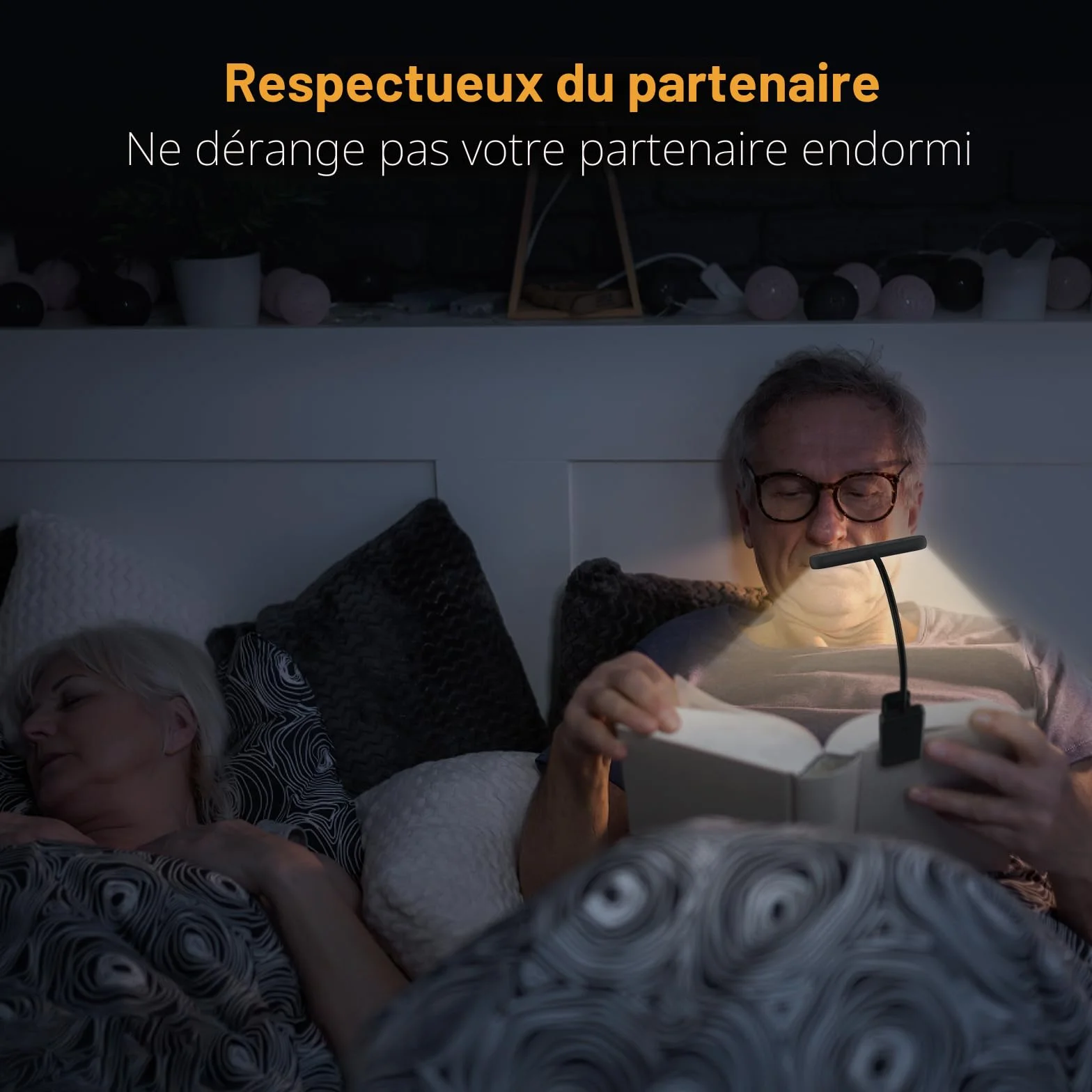 iFalarila Lampe de Lecture Rechargeable avec Câble Type-C, Liseuse Lampe Clip 3 Couleurs 10 Luminosités Mini Veilleuse Flexible Col de Cygne Pince