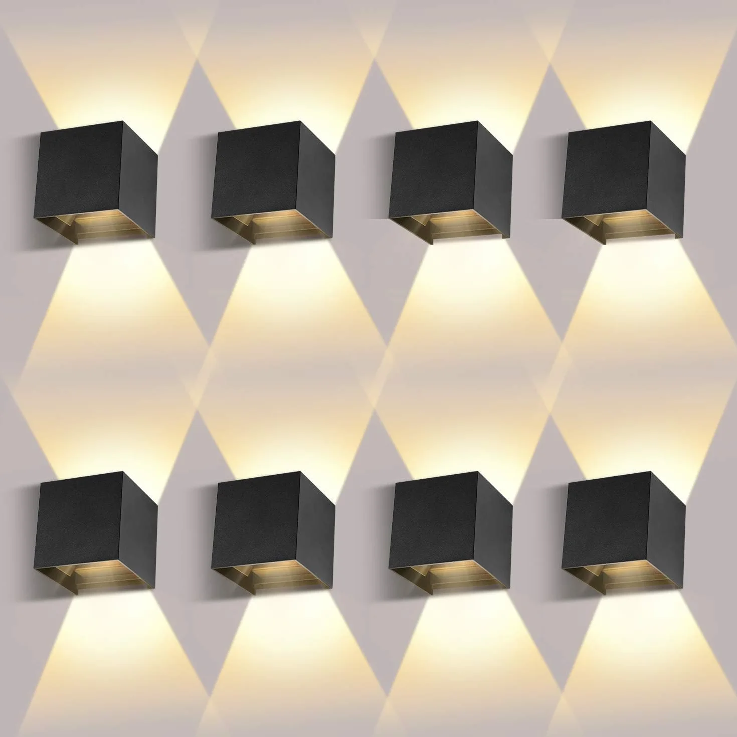 Ledmo 12W 3000K IP65 Applique Murale Intérieur Extérieur Noir Angle Réglable