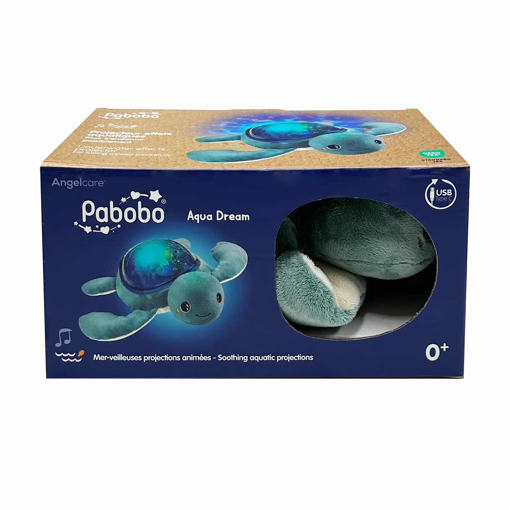 Pabobo Veilleuse Tortue Aqua Dream Bébé Projections Animées Sons Apaisants Rechargeable USB-C
