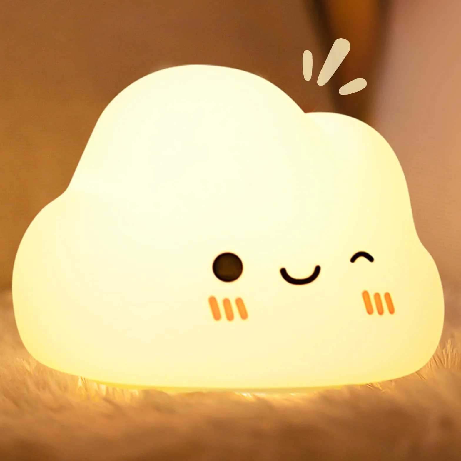 Diboniur Veilleuse Bébé Nuage Rechargeable, 7 Couleurs 3 Luminosité, Lampe de Chevet Enfant